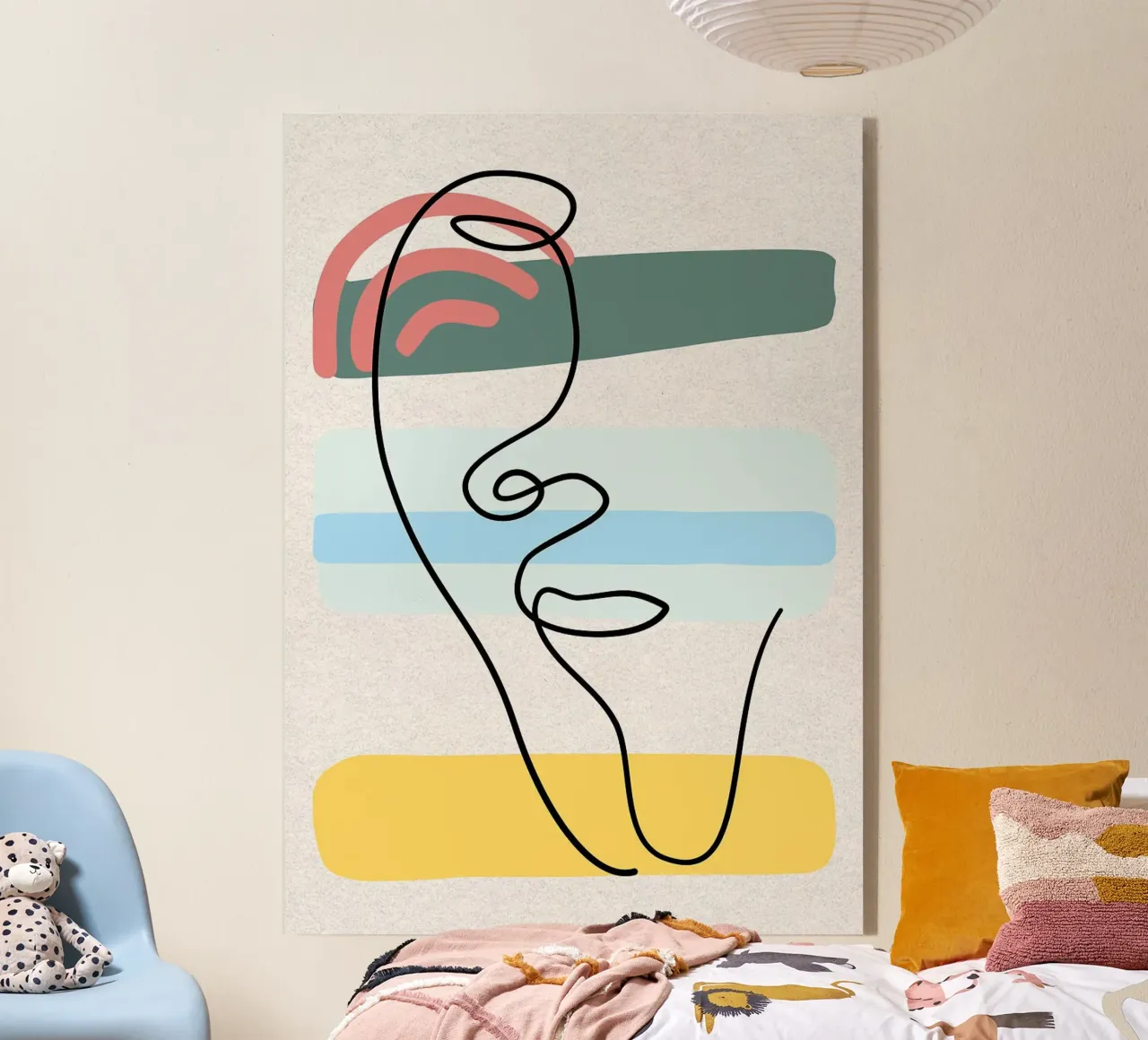 Line art astratte di volti con colori plexiglass da apple crumble