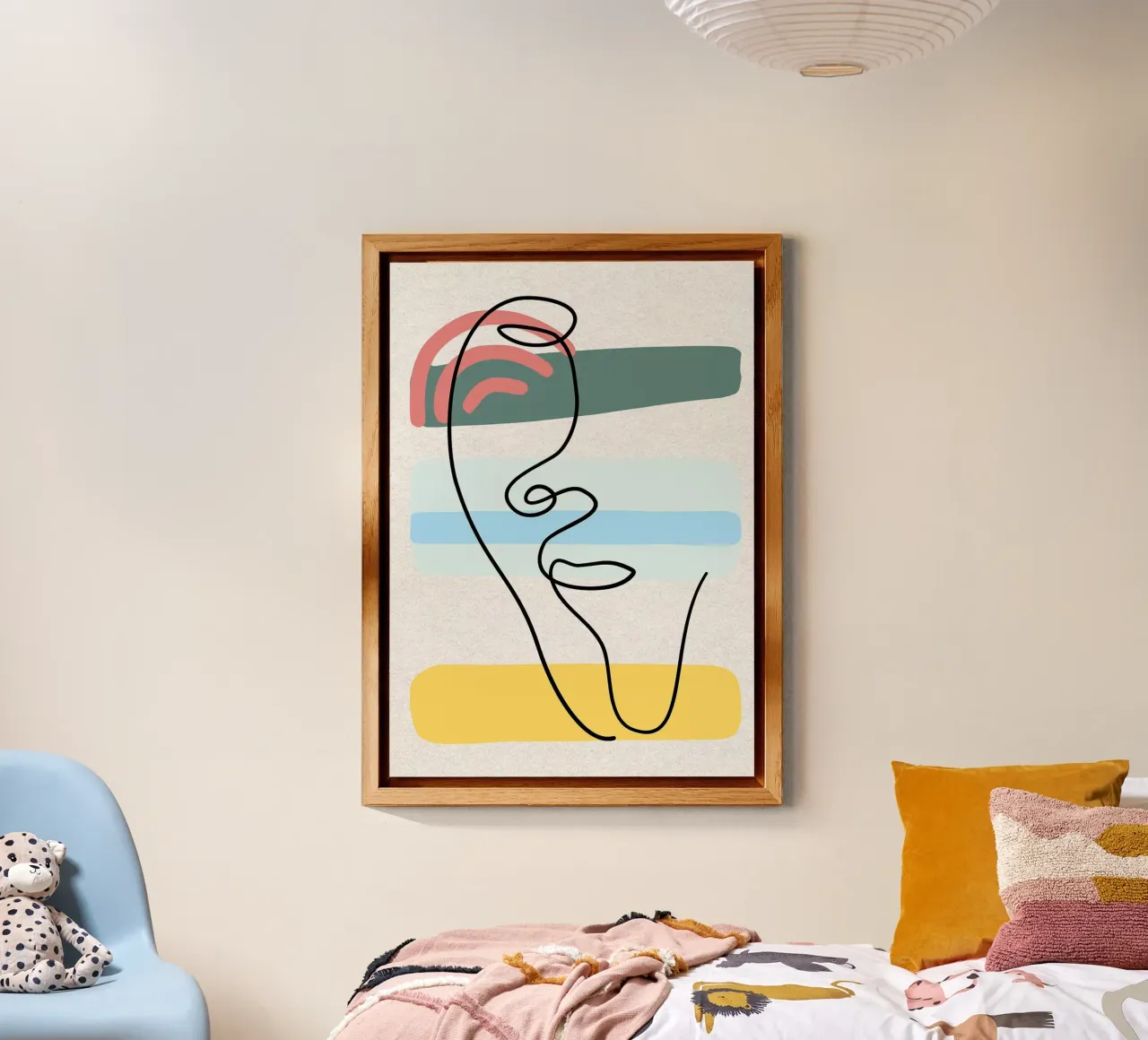 Line art astratte di volti con colori pannello forex da apple crumble