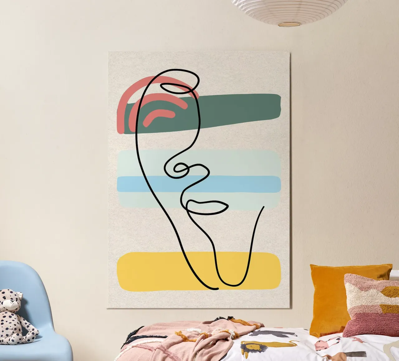 Line art astratte di volti con colori poster da apple crumble