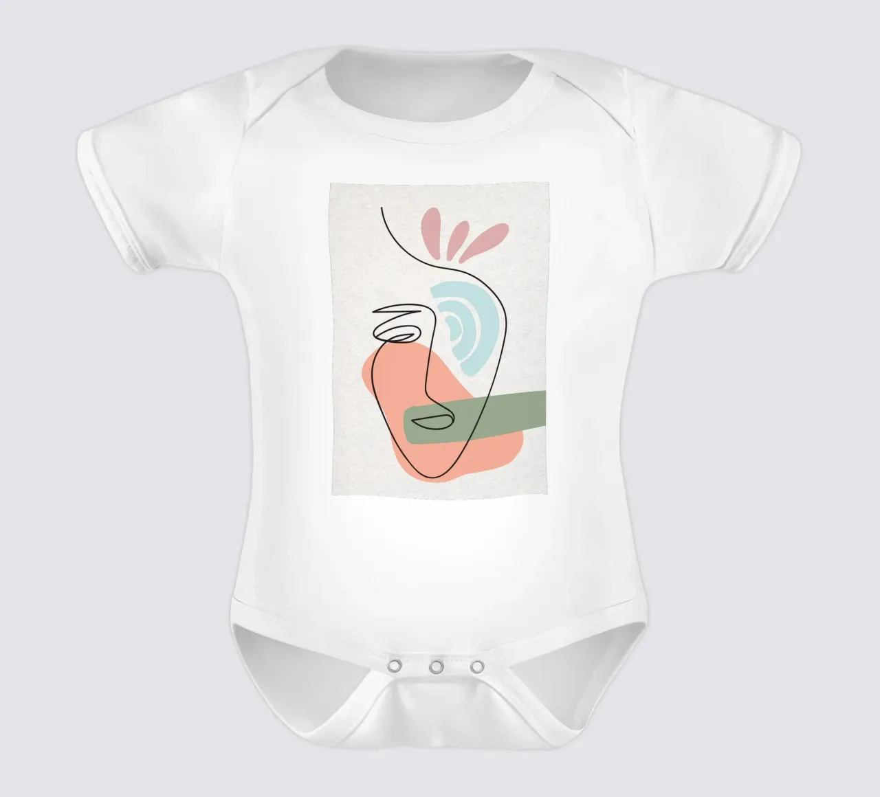 Line art astratte di volti con forme body neonato maniche corte da apple crumble