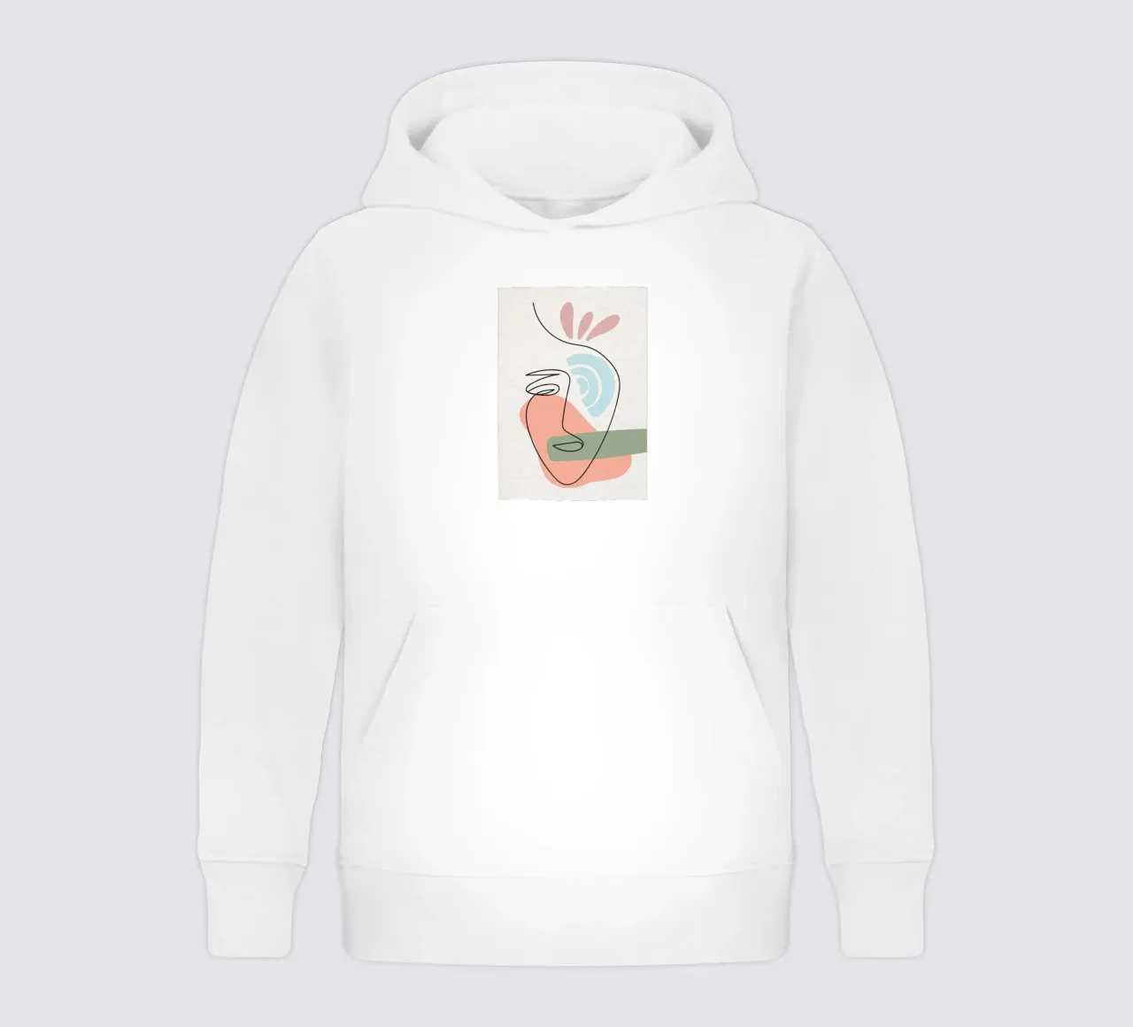 Line art astratte di volti con forme felpa bambino con cappuccio da apple crumble