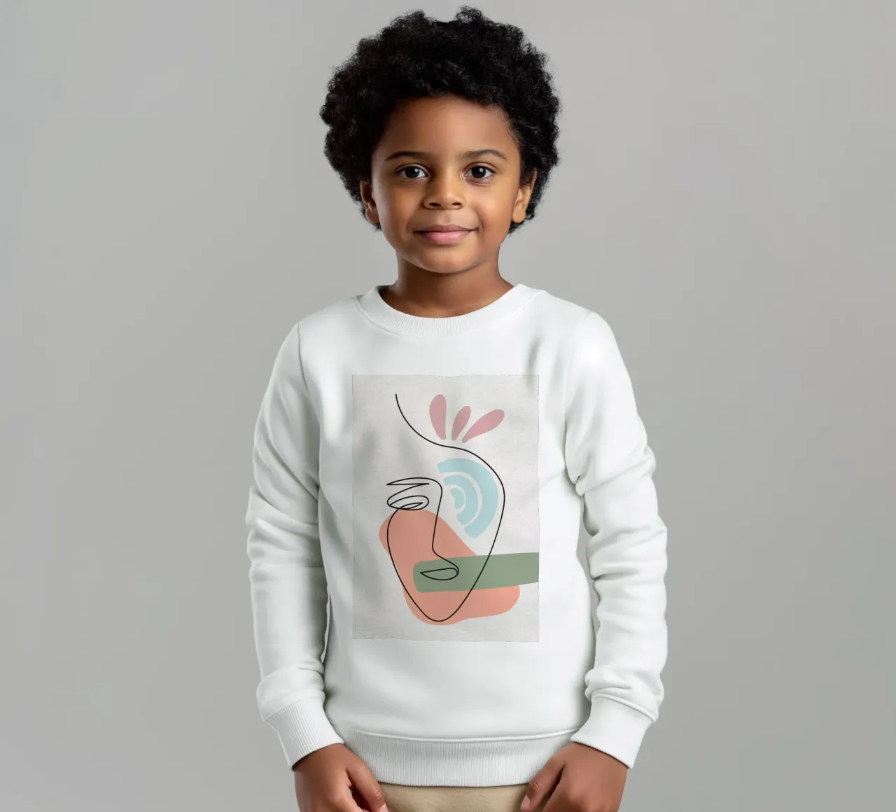 Line art astratte di volti con forme felpa bambino da apple crumble