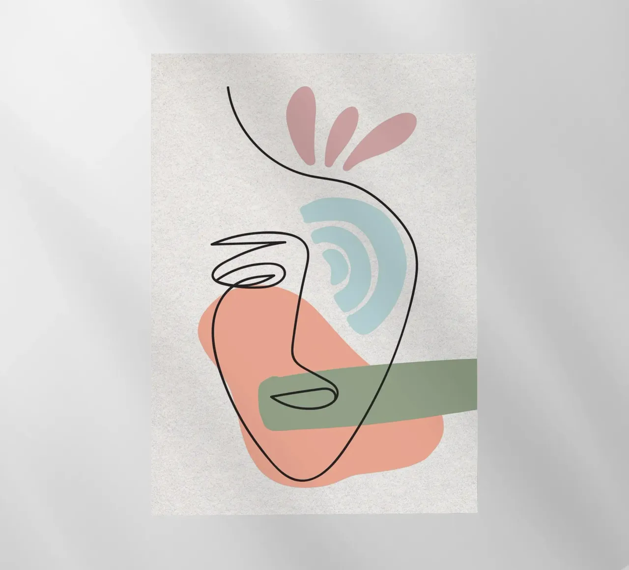 Line art astratte di volti con forme pellicola backlit da apple crumble