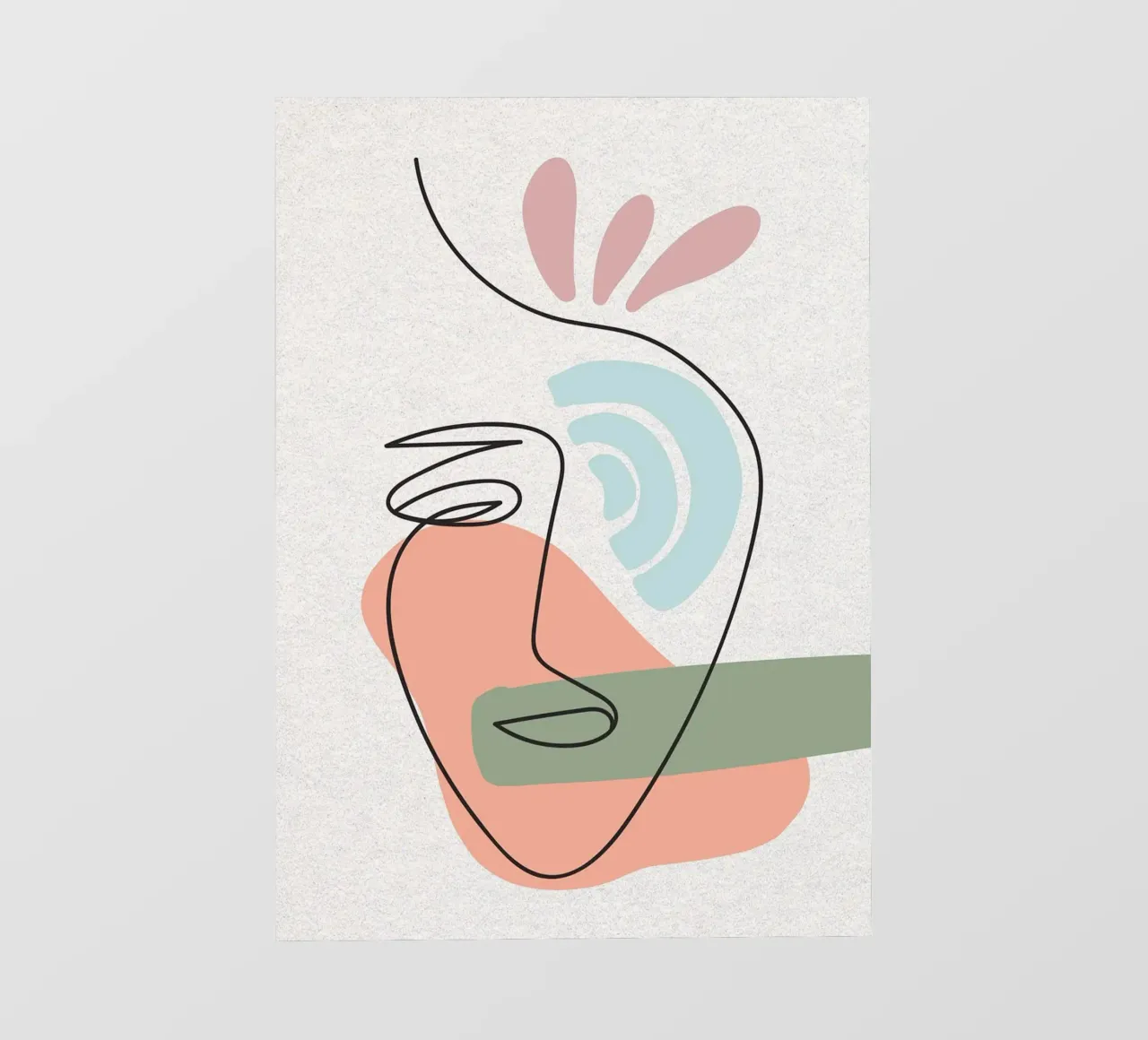 Line art astratte di volti con forme pellicola backlit da apple crumble
