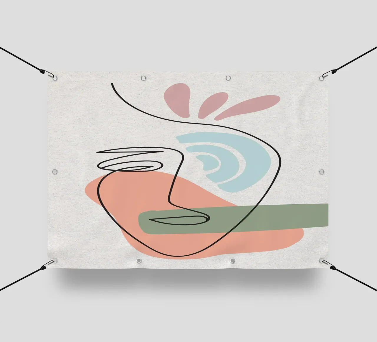 Line art astratte di volti con forme telo in pvc da apple crumble