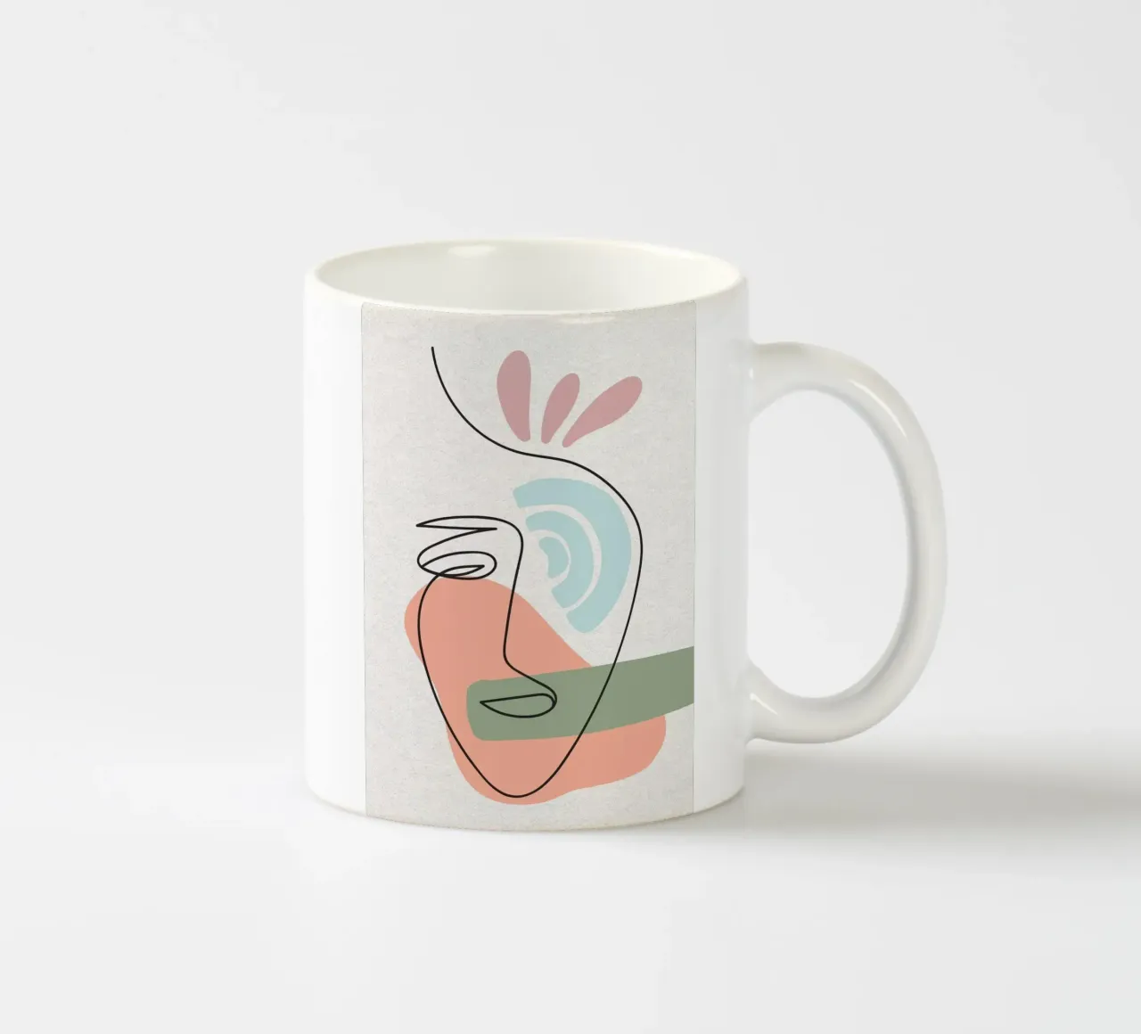 Line art astratte di volti con forme tazza in ceramica da apple crumble