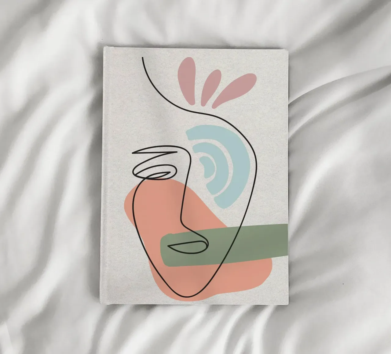 Abstract Face Line Art with Shapes notebook by apple crumble