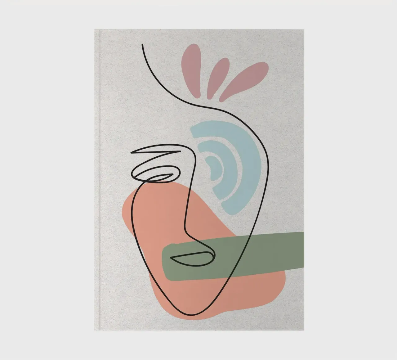 Abstract Face Line Art with Shapes notebook by apple crumble