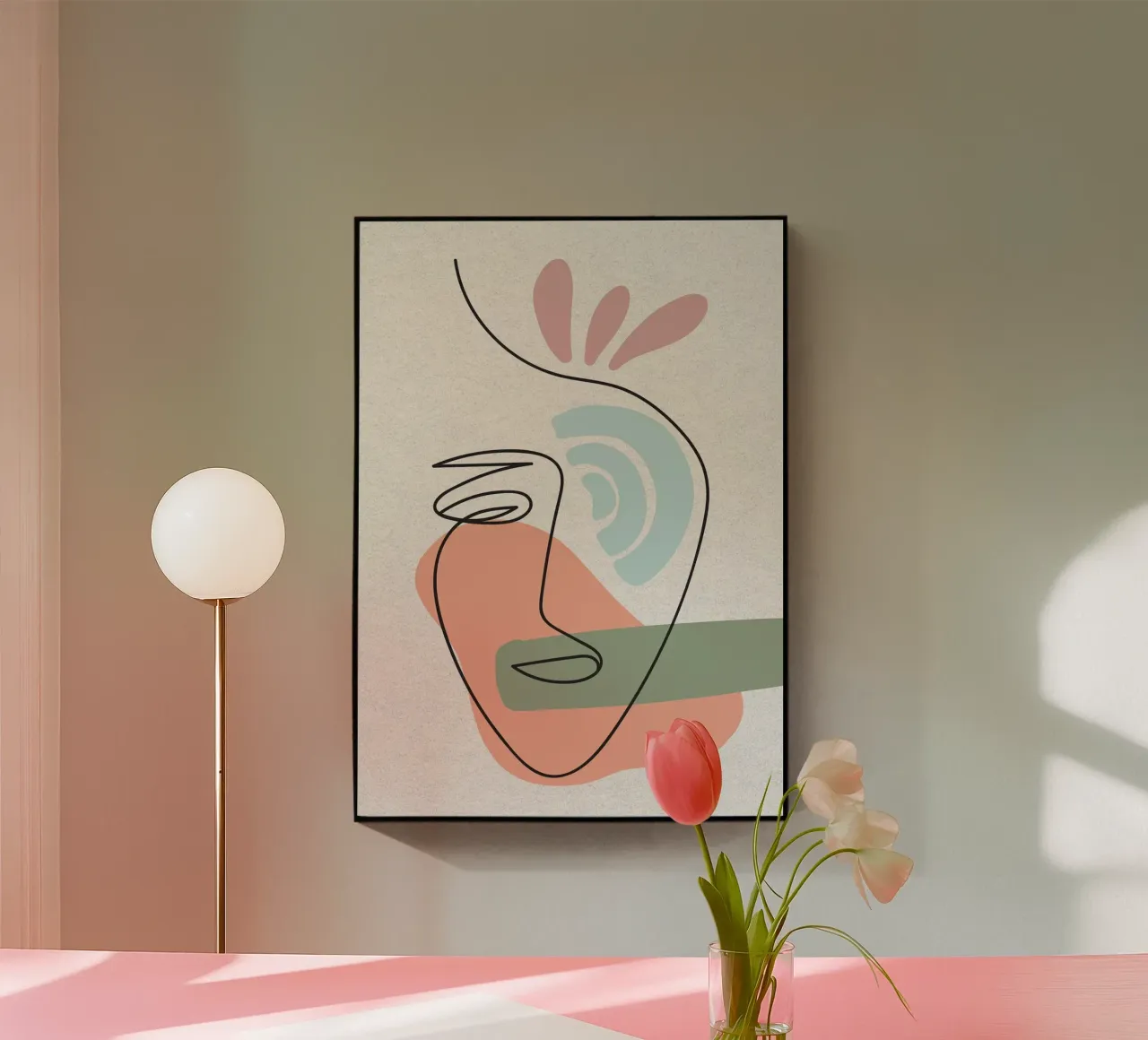 Line art astratte di volti con forme plexiglass da apple crumble