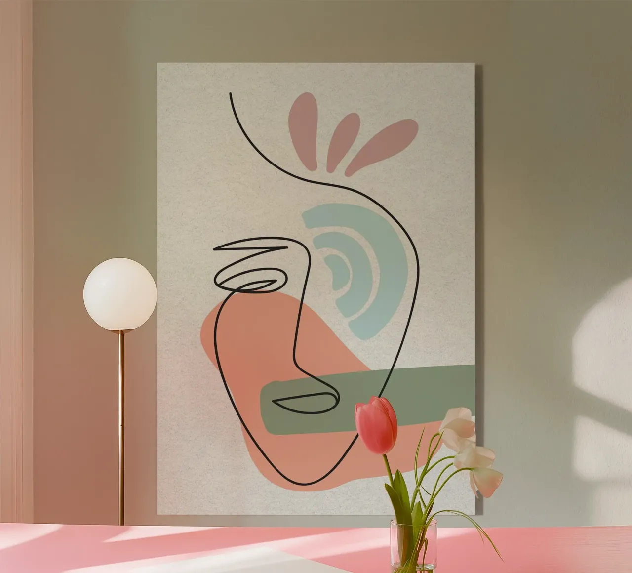 Line art astratte di volti con forme plexiglass da apple crumble