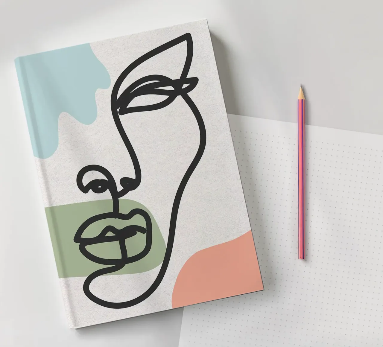 Abstract Face Line Art notebook by apple crumble