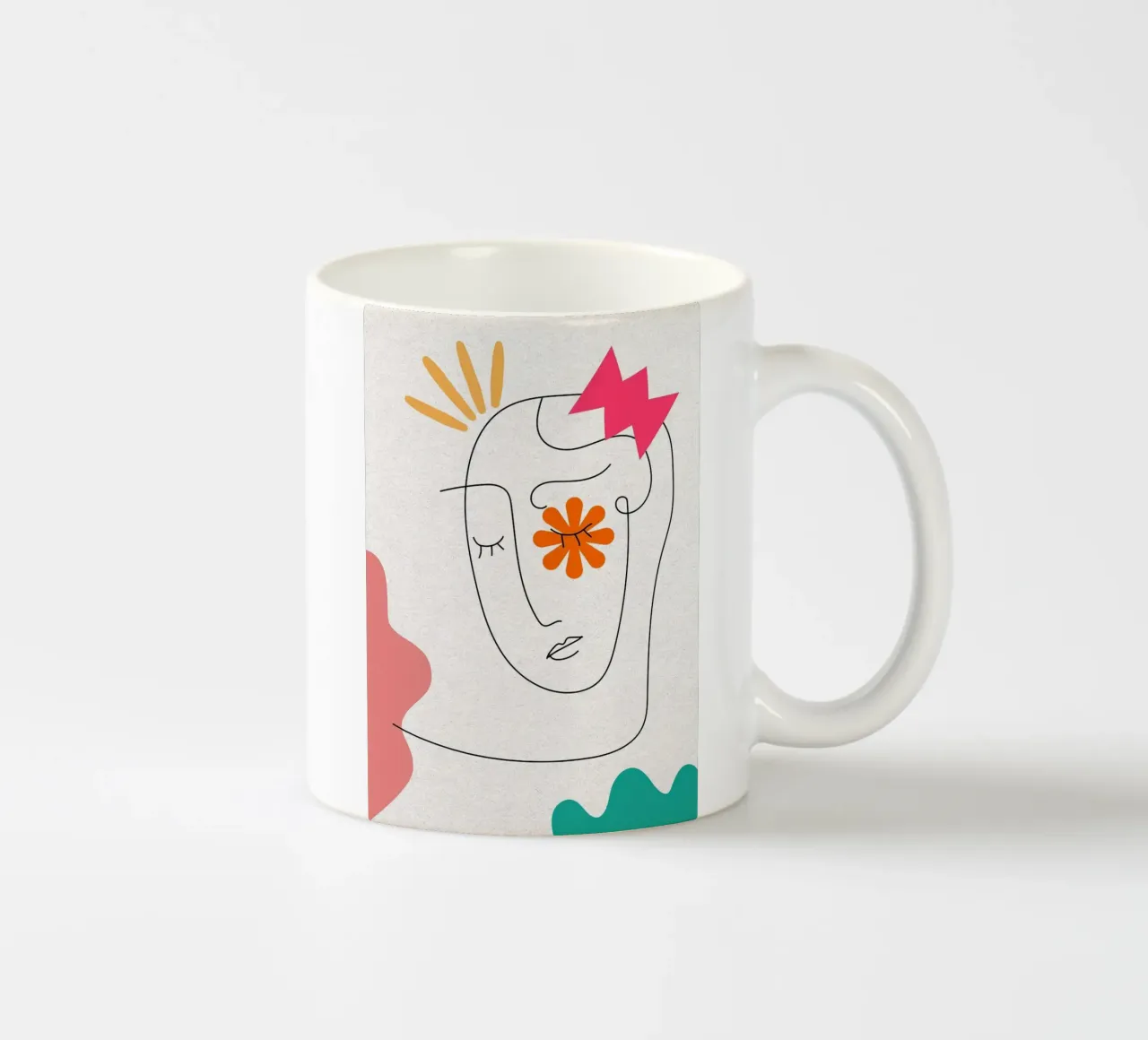 Volto astratto con fiore e corona tazza in ceramica da apple crumble