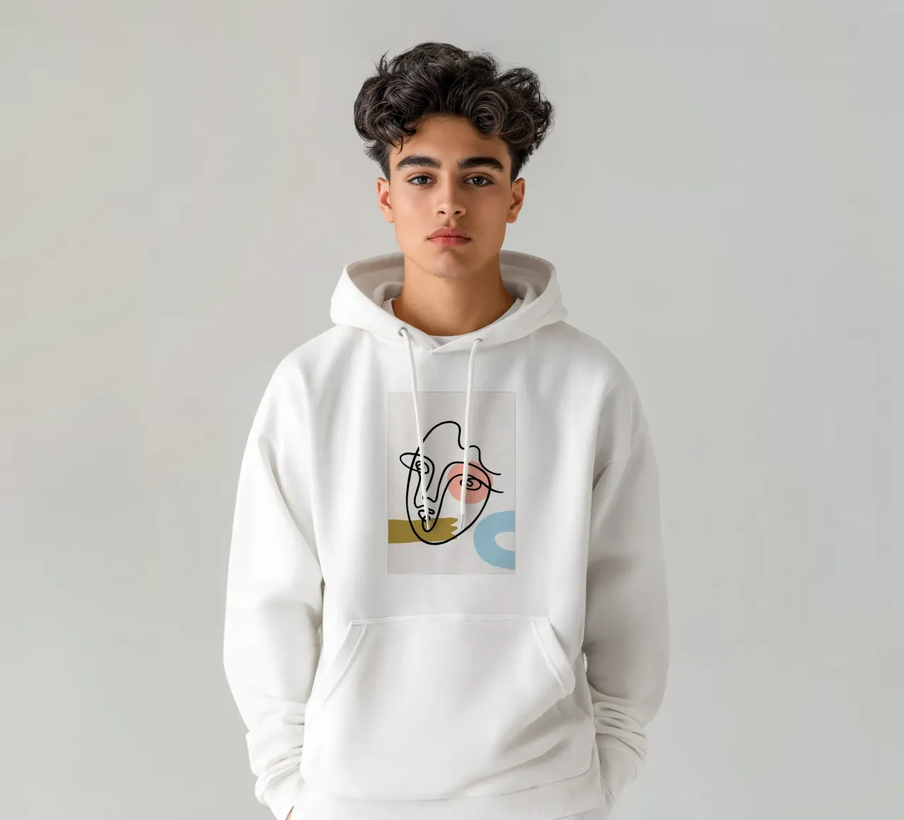 Volto astratto Line Art con forme felpa con cappuccio da apple crumble