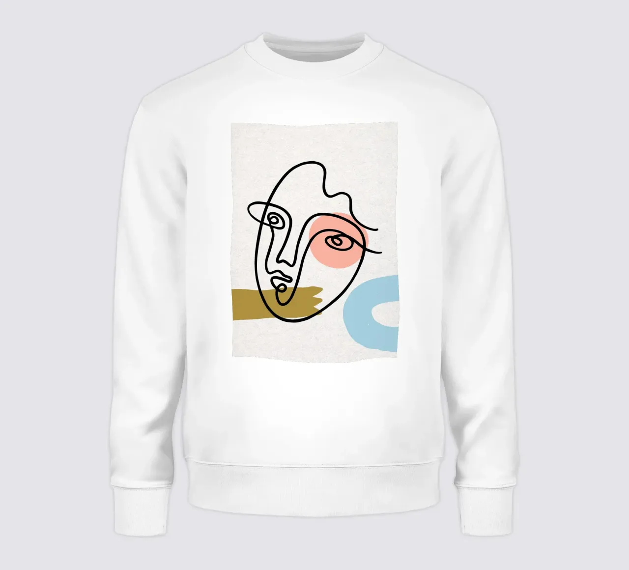 Volto astratto Line Art con forme felpa da apple crumble
