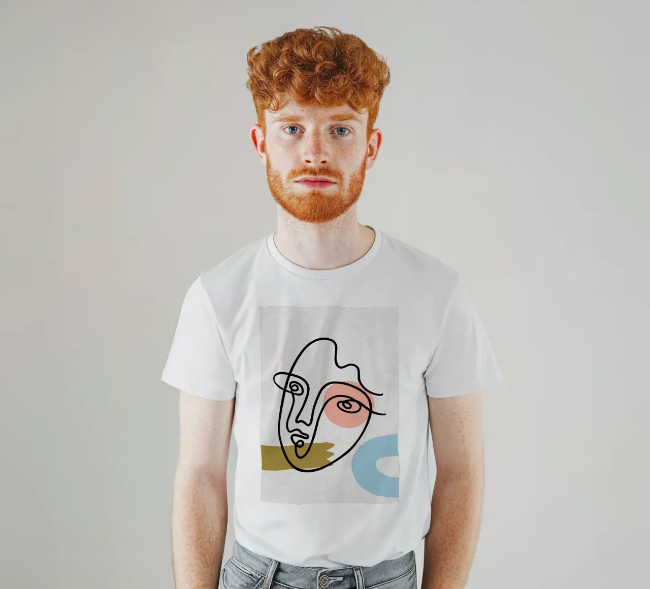 Volto astratto Line Art con forme t-shirt da apple crumble