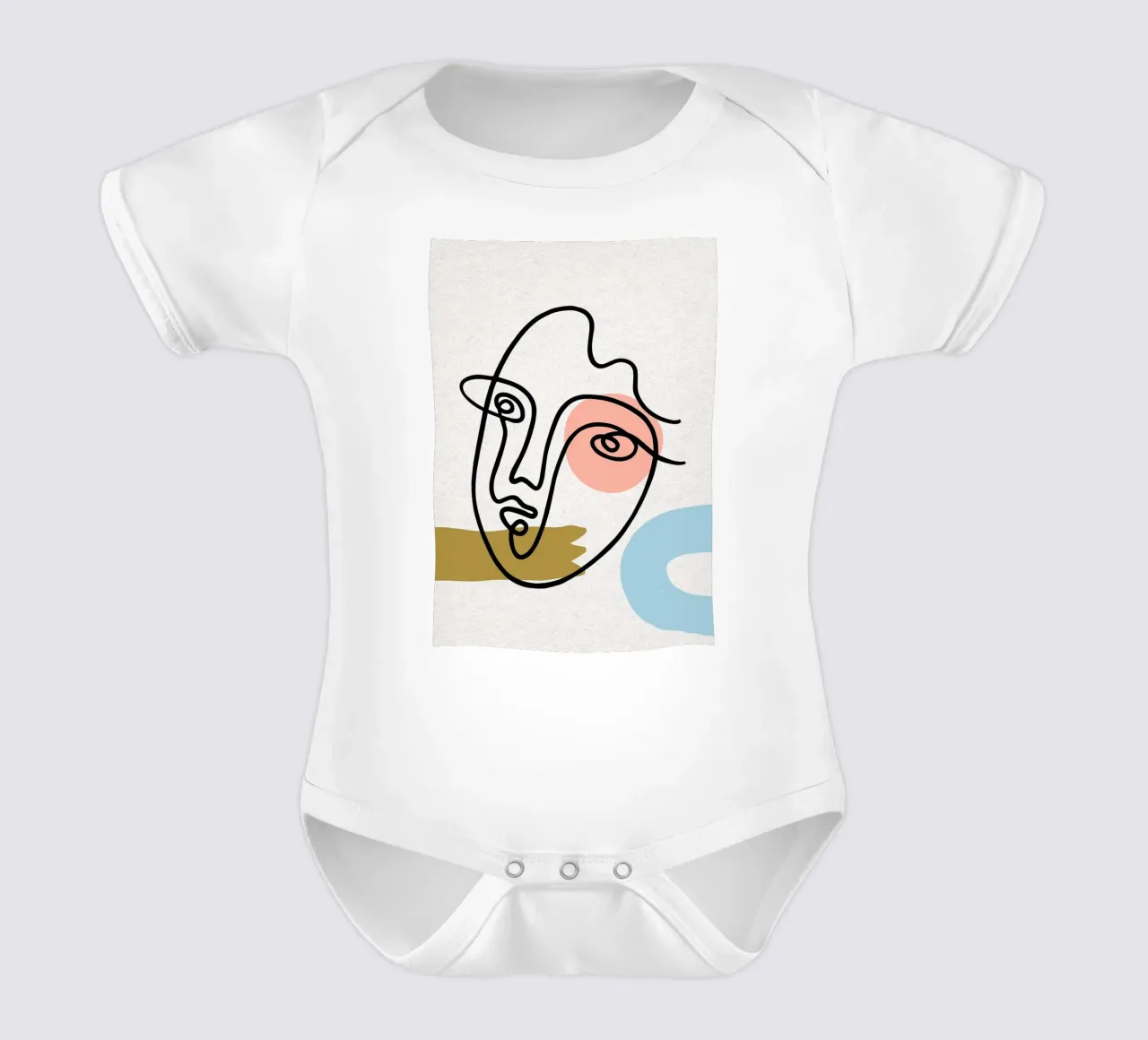 Volto astratto Line Art con forme body neonato maniche corte da apple crumble