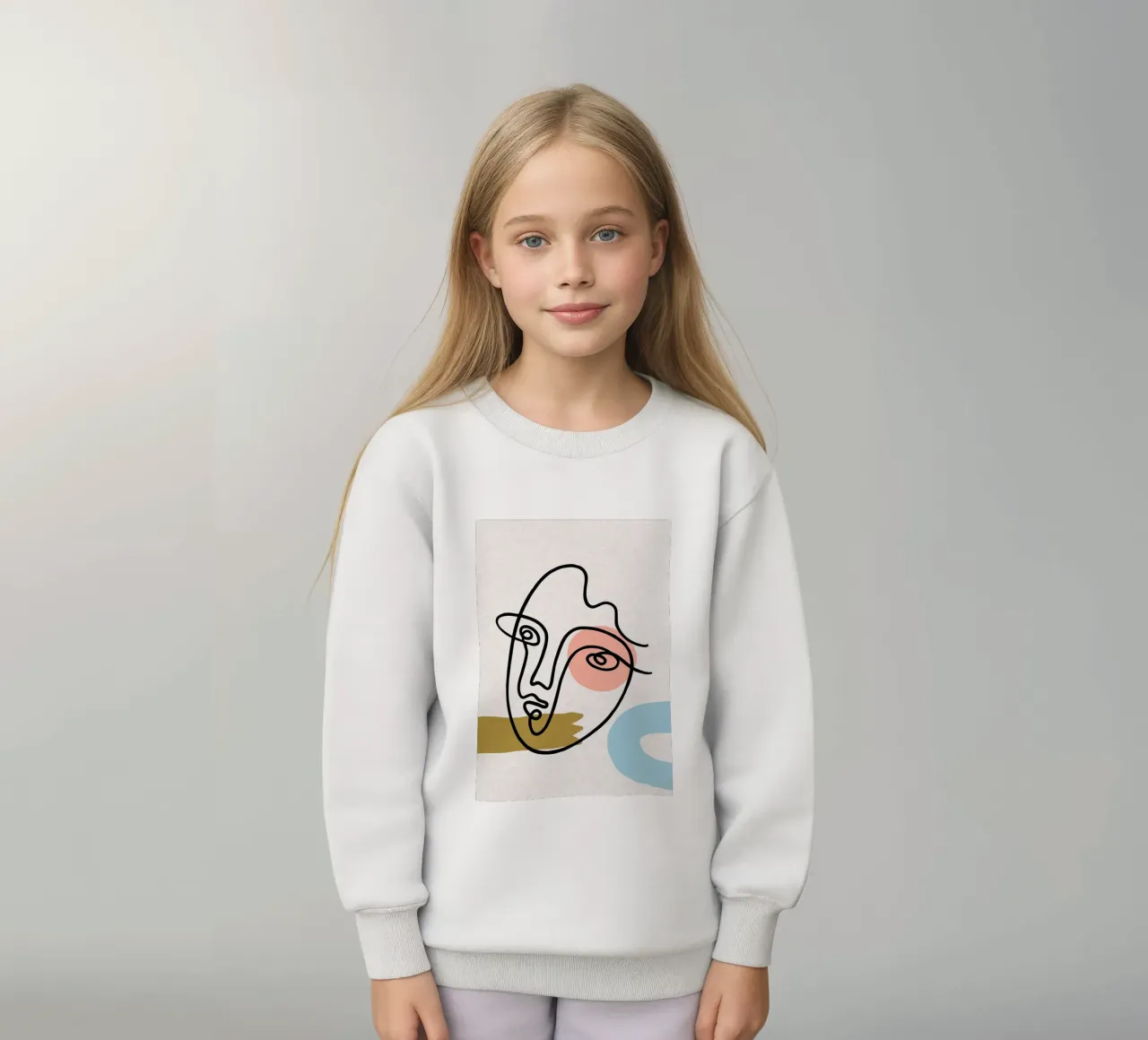 Volto astratto Line Art con forme felpa bambino da apple crumble