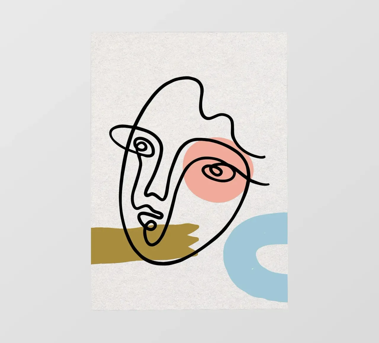 Volto astratto Line Art con forme pellicola backlit da apple crumble