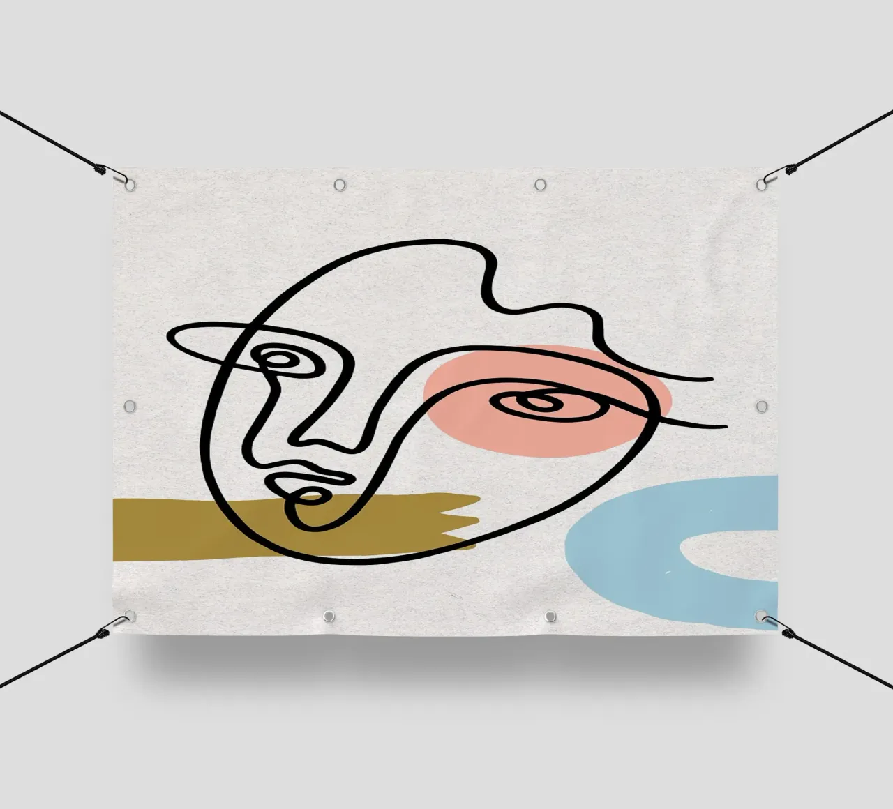Volto astratto Line Art con forme telo in pvc da apple crumble