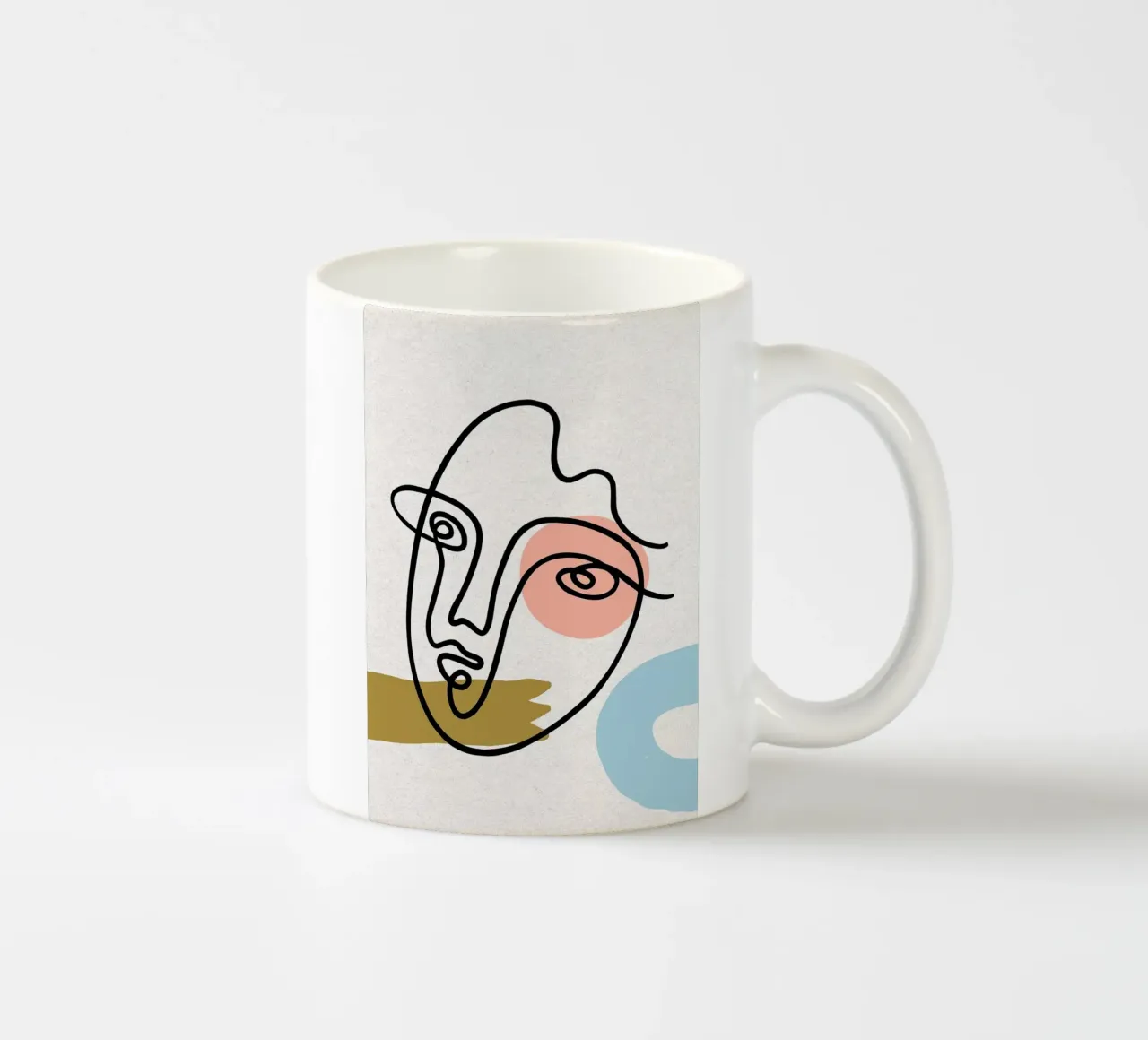 Volto astratto Line Art con forme tazza in ceramica da apple crumble