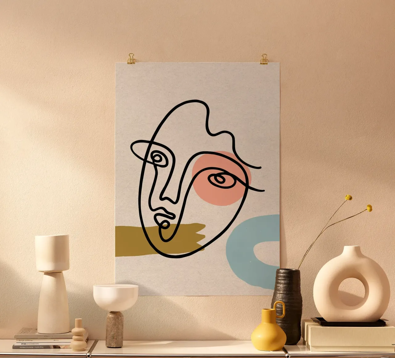 Volto astratto Line Art con forme carta hahnemühle da apple crumble