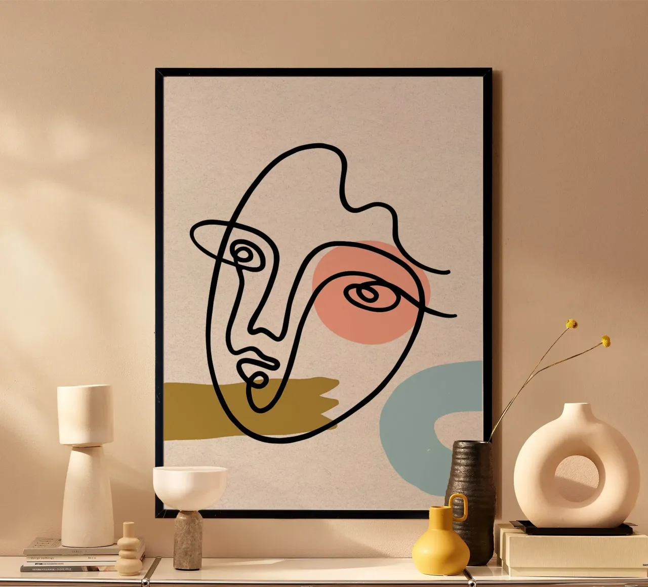 Volto astratto Line Art con forme carta hahnemühle da apple crumble