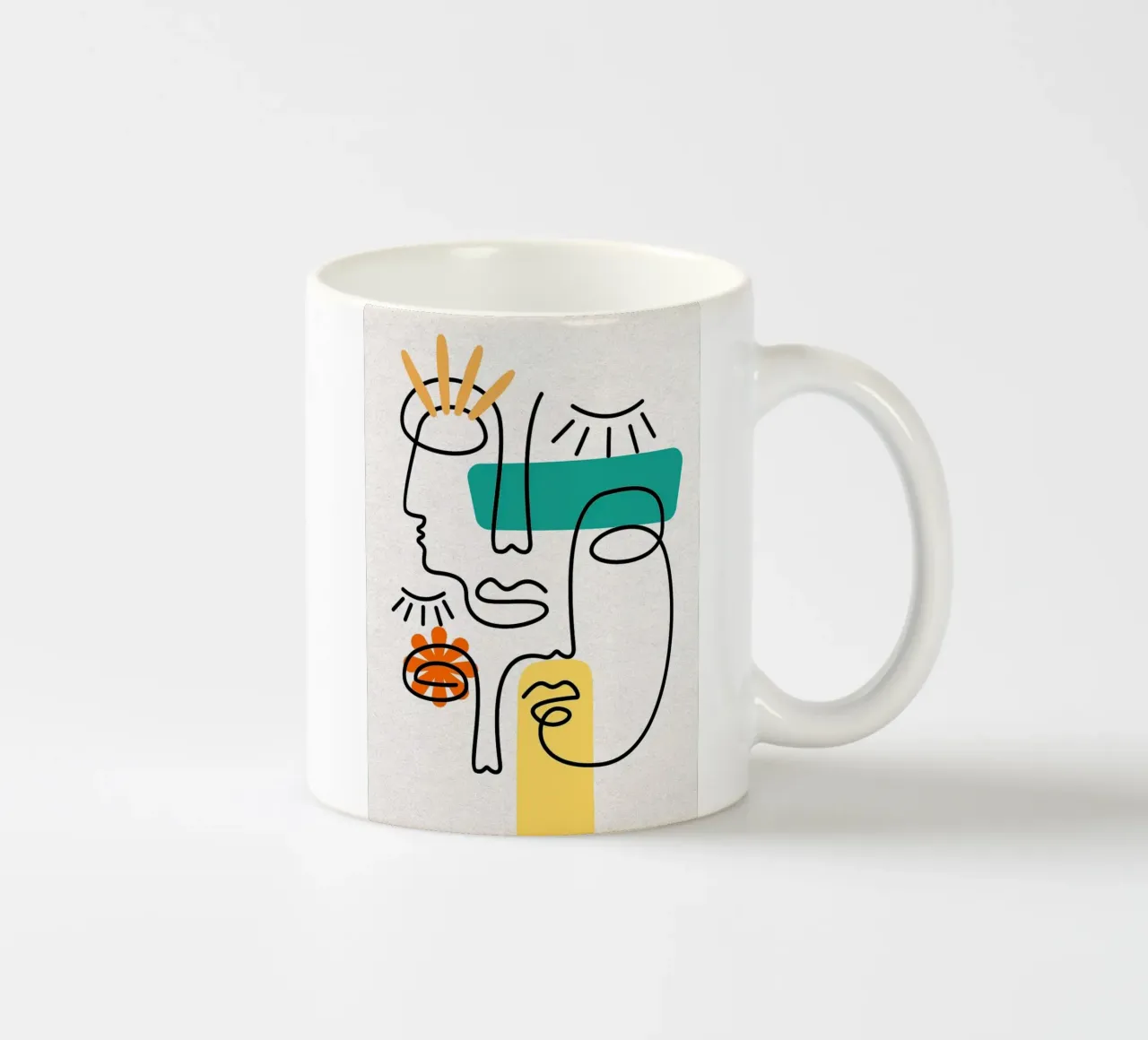 Disegni di linea di volti astratti tazza in ceramica da apple crumble