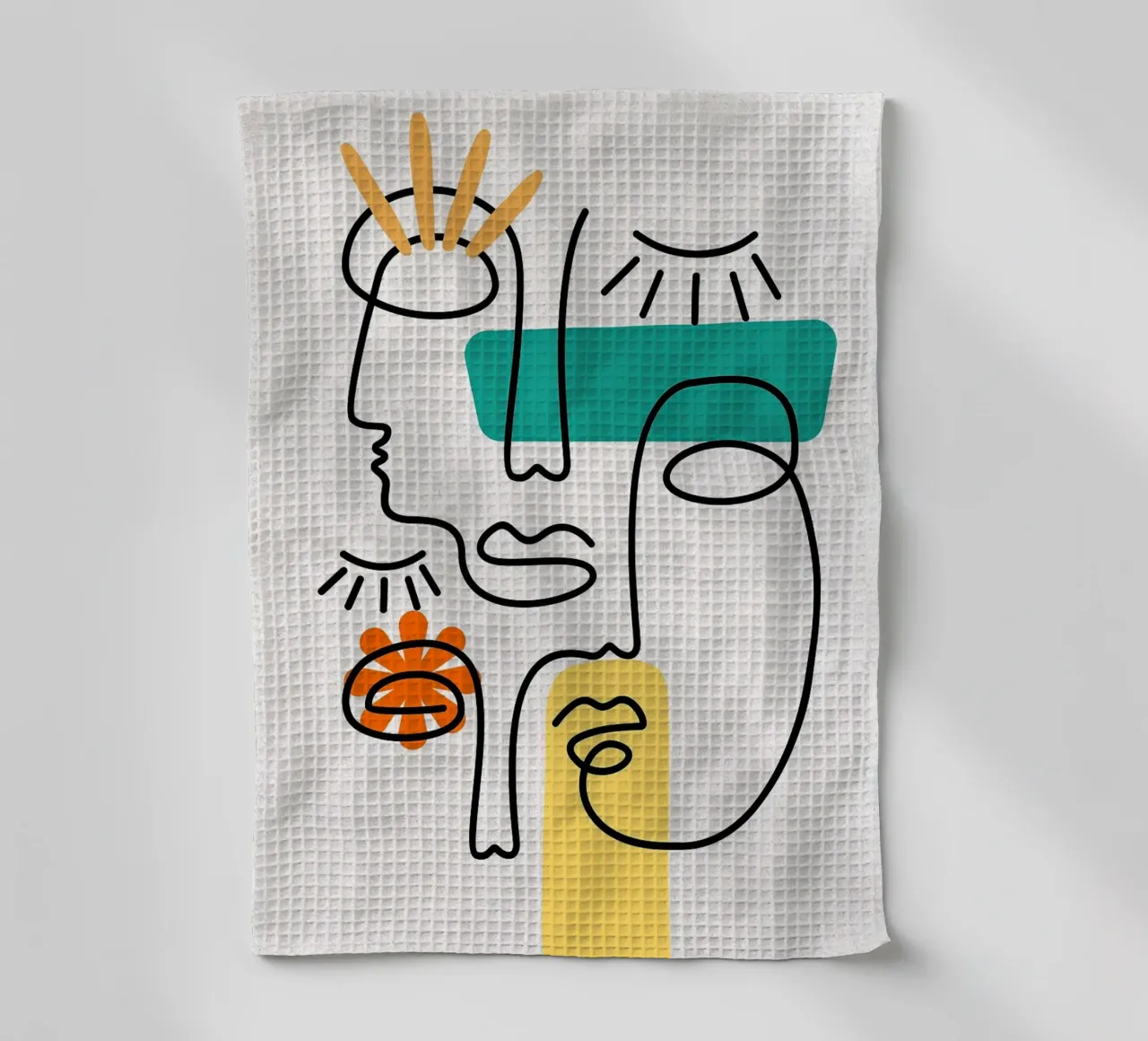 Dessin au trait abstrait de visages torchon de apple crumble