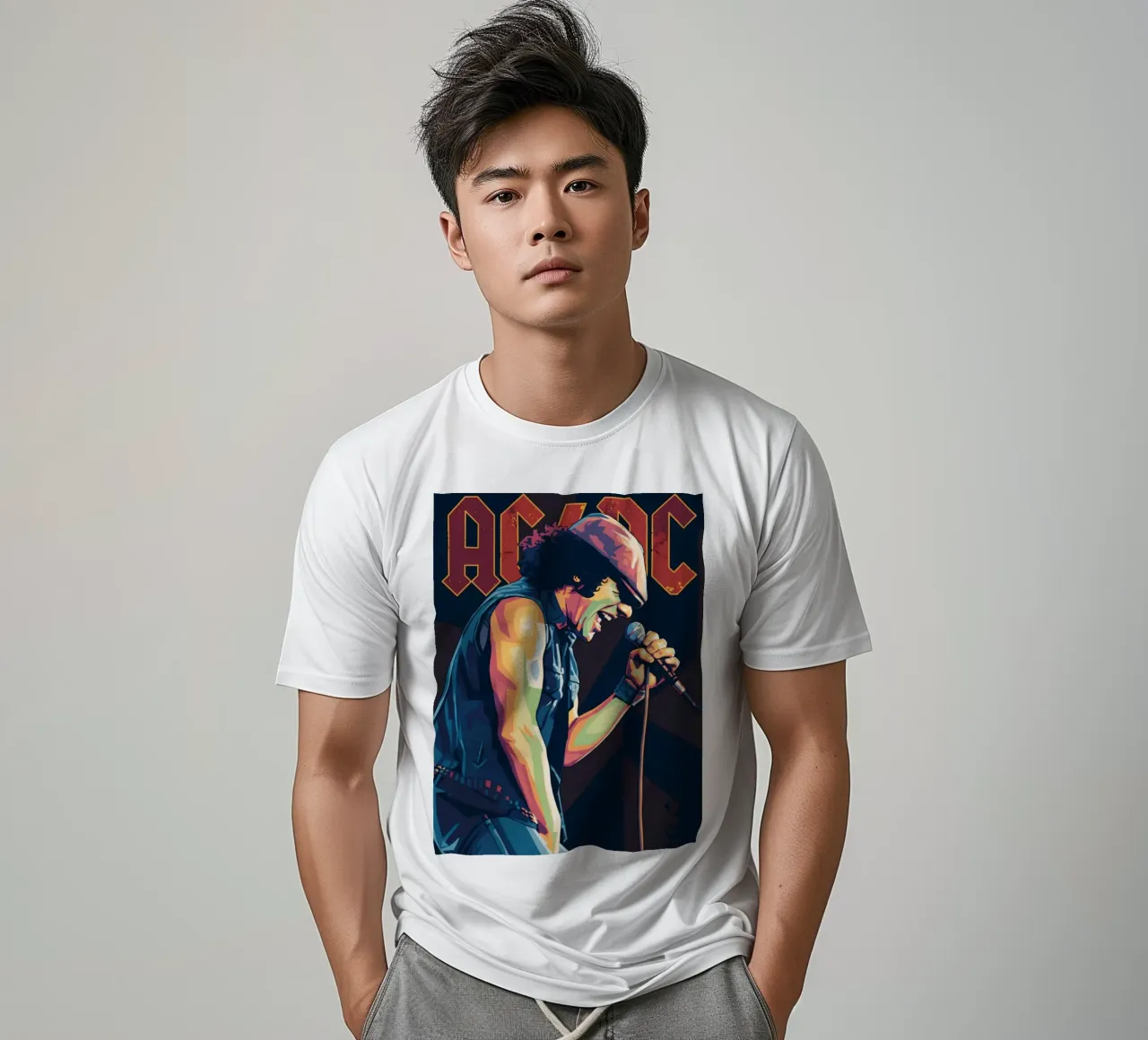 Brian Johnson ACDC pop art t-shirt da Hantamrata