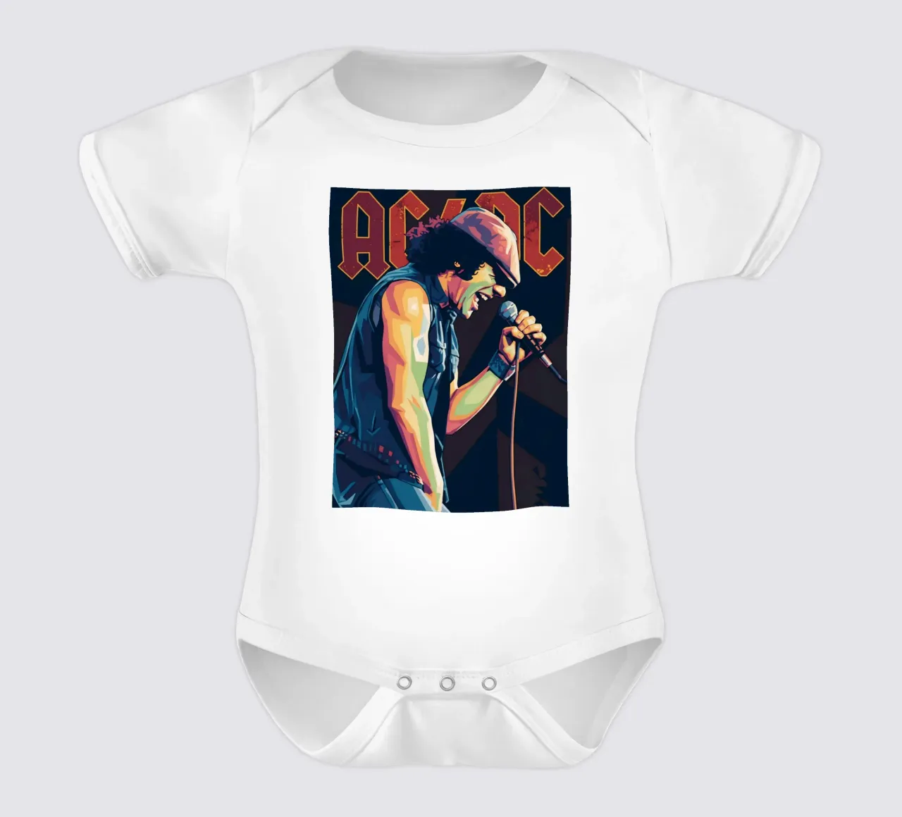 Brian Johnson ACDC pop art body neonato maniche corte da Hantamrata