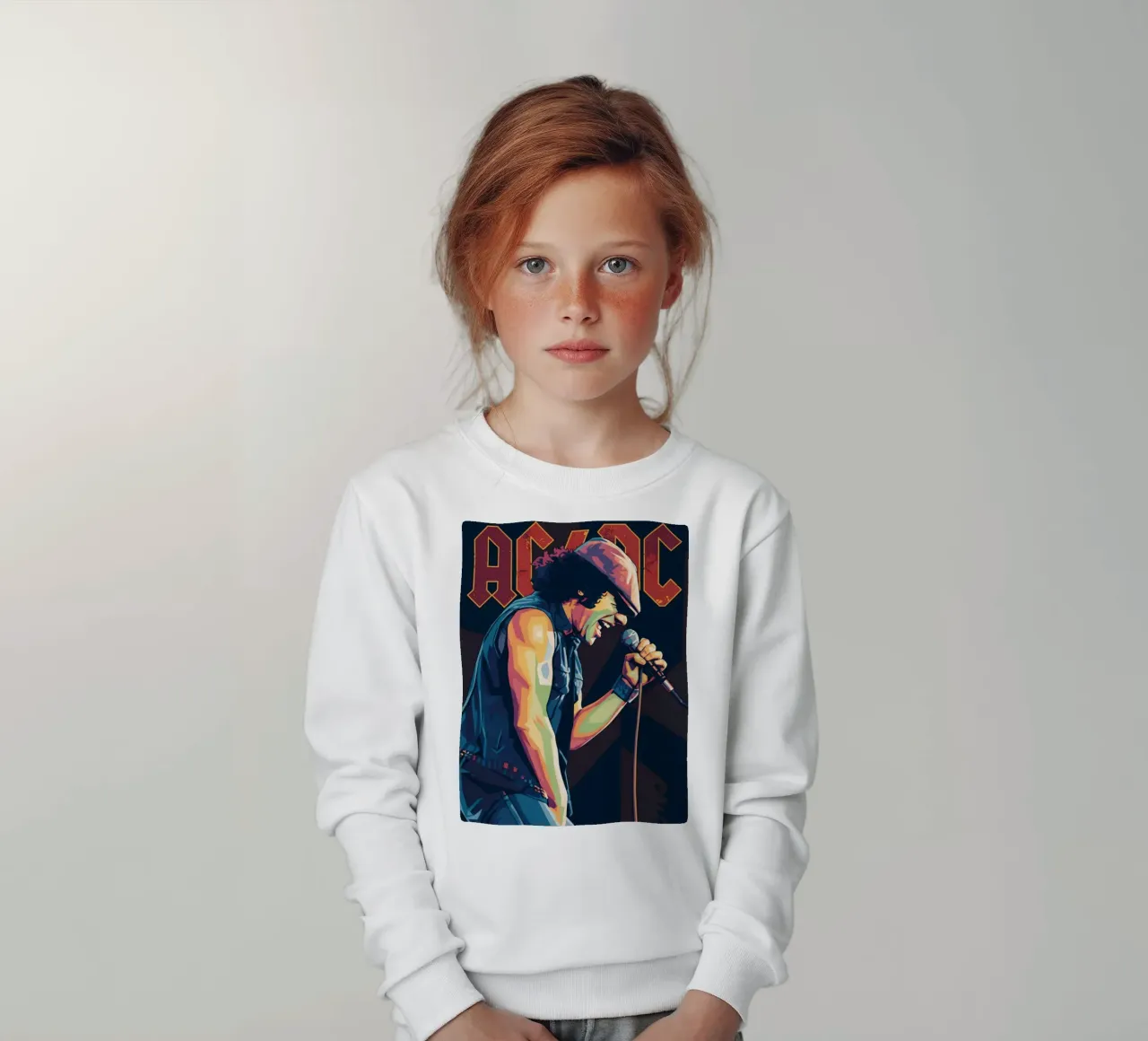 Brian Johnson ACDC pop art felpa bambino da Hantamrata