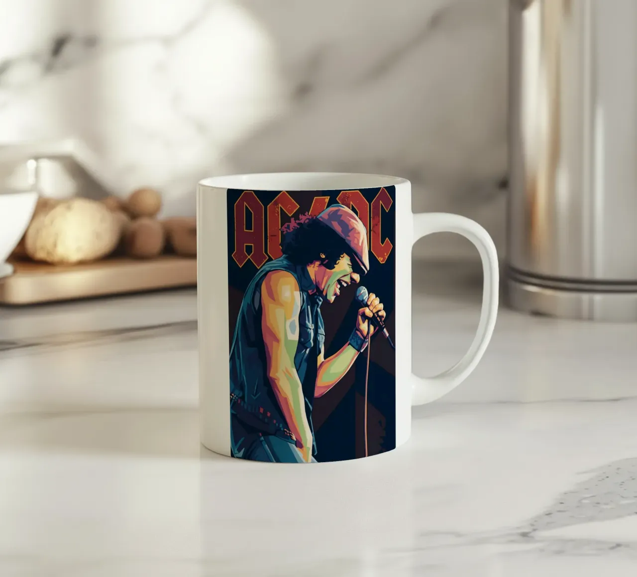 Brian Johnson ACDC pop art tazza in ceramica da Hantamrata