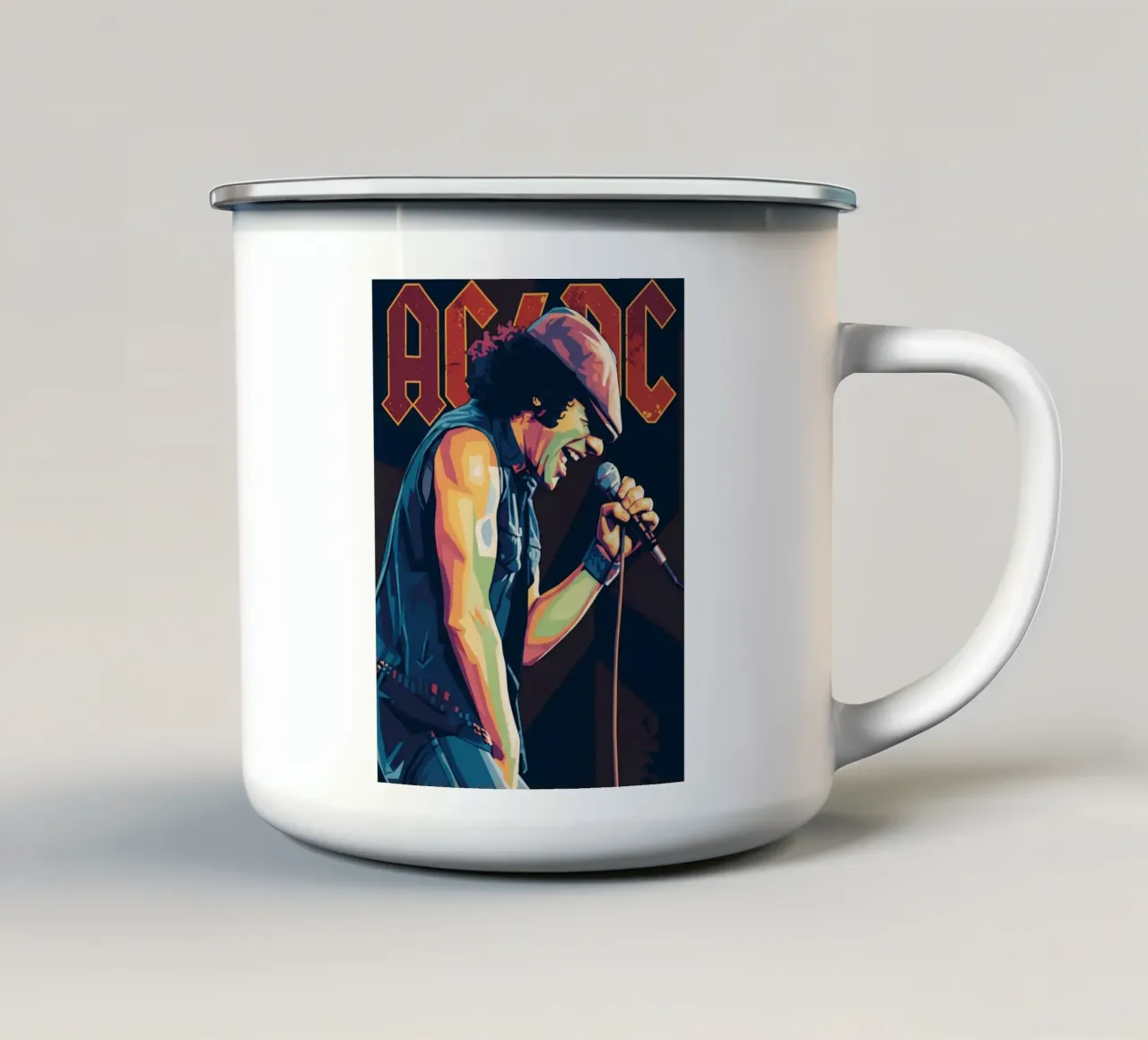 Brian Johnson ACDC pop art tazza in smalto da Hantamrata