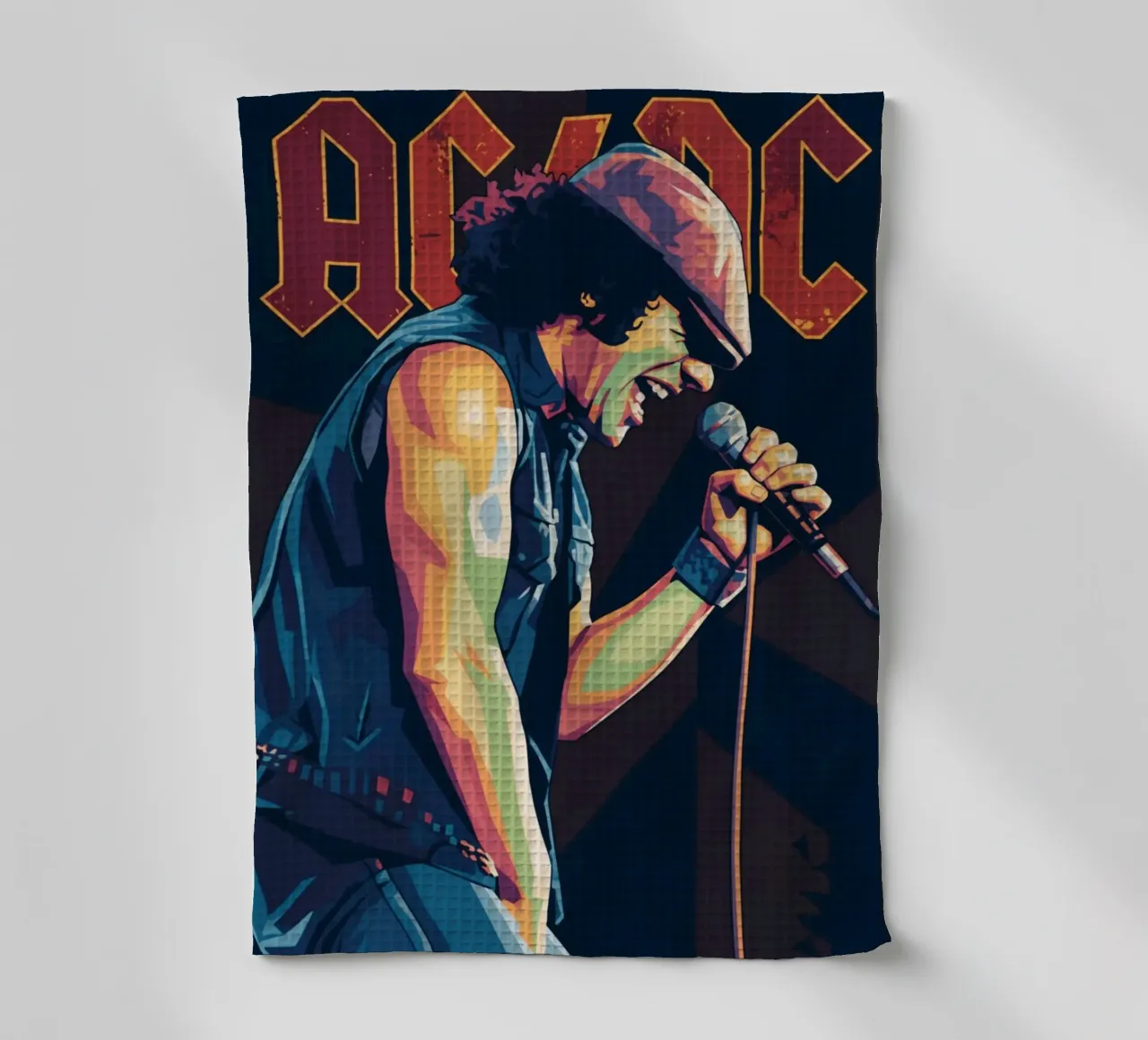 Brian Johnson ACDC pop art torchon de Hantamrata