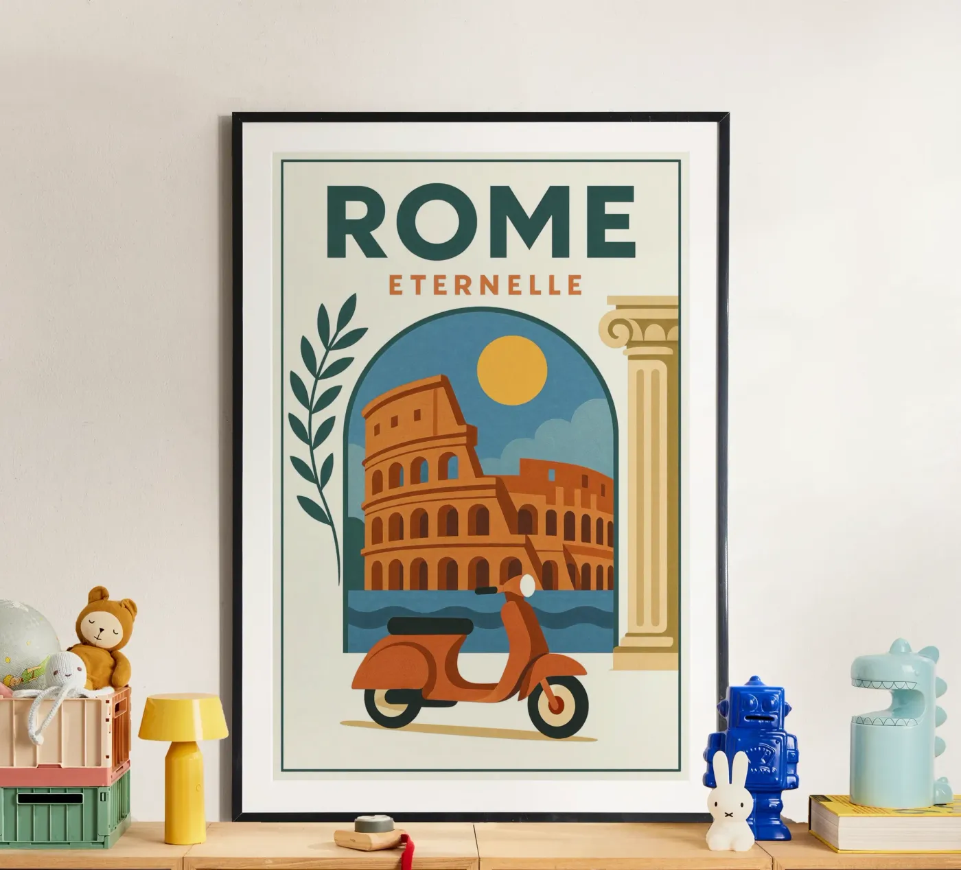 Poster Roma eterna - Poster d'epoca Colosseo e Vespa poster da JETLAG | affiches voyage