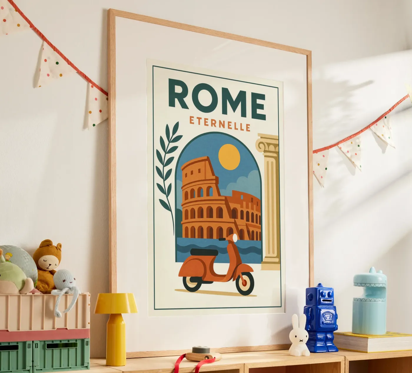 Poster Roma eterna - Poster d'epoca Colosseo e Vespa poster da JETLAG | affiches voyage