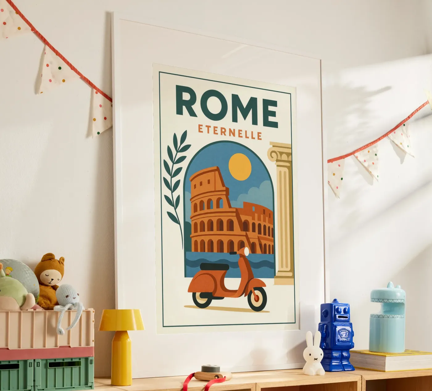 Poster Roma eterna - Poster d'epoca Colosseo e Vespa poster da JETLAG | affiches voyage