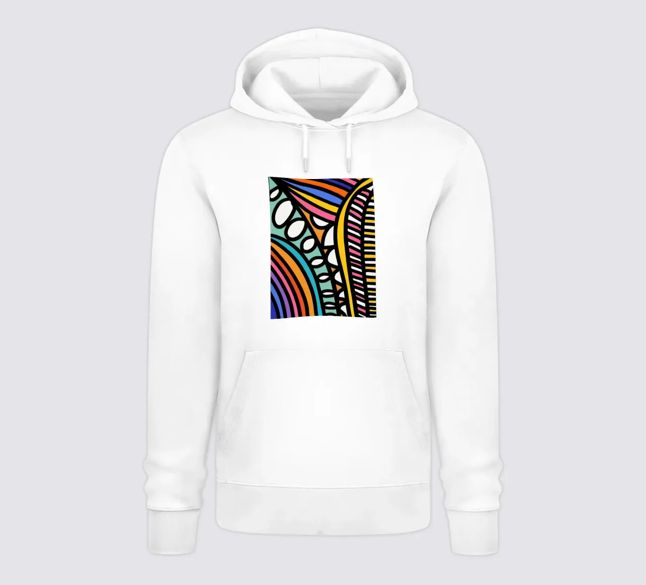 Rainbow Pulse: audace geometria astratta di Emmanuel Signorino felpa con cappuccio da Abstract and Patterns