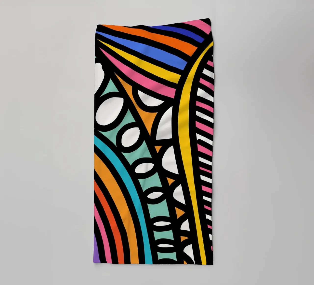 Rainbow Pulse: Bold Abstract Geometry by Emmanuel Signorino towel by Abstract and Patterns