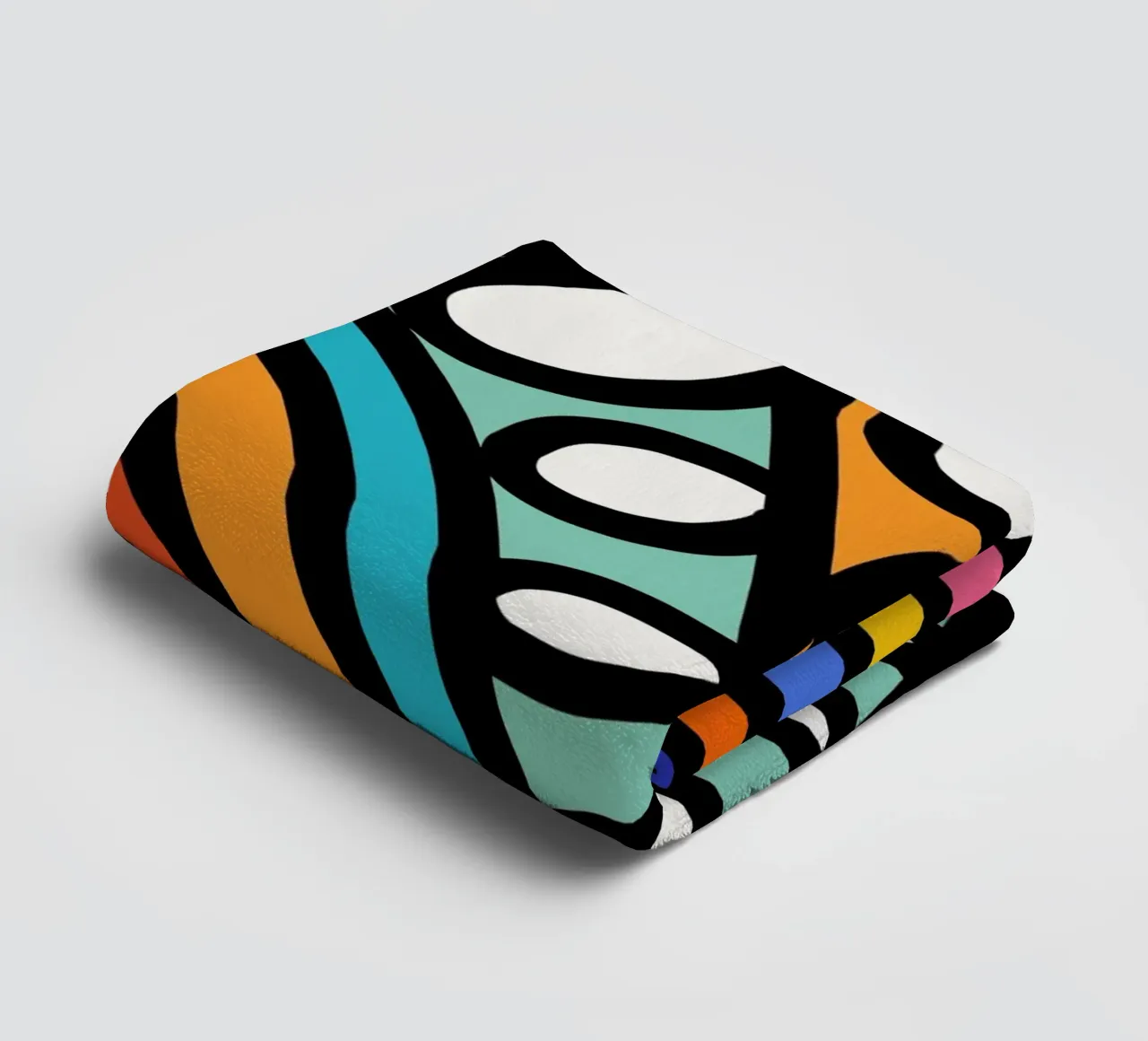 Rainbow Pulse: Bold Abstract Geometry by Emmanuel Signorino towel by Abstract and Patterns