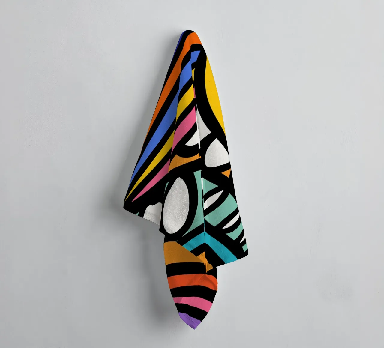 Rainbow Pulse: Bold Abstract Geometry by Emmanuel Signorino towel by Abstract and Patterns