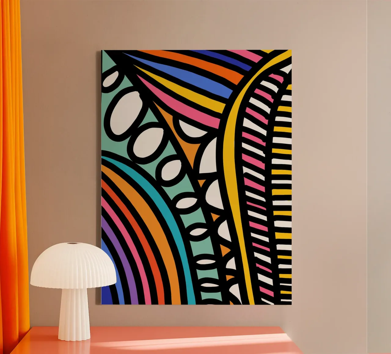 Rainbow Pulse: Bold Abstract Geometry by Emmanuel Signorino canvas by Abstract and Patterns