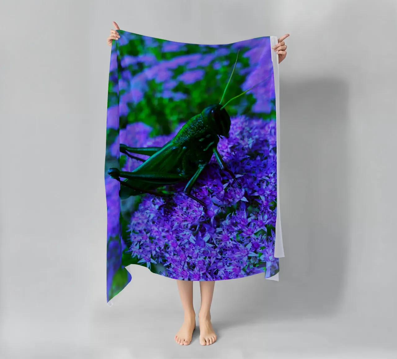 Grasshopper – small but full of vitality beach towel by Nature's Palette
