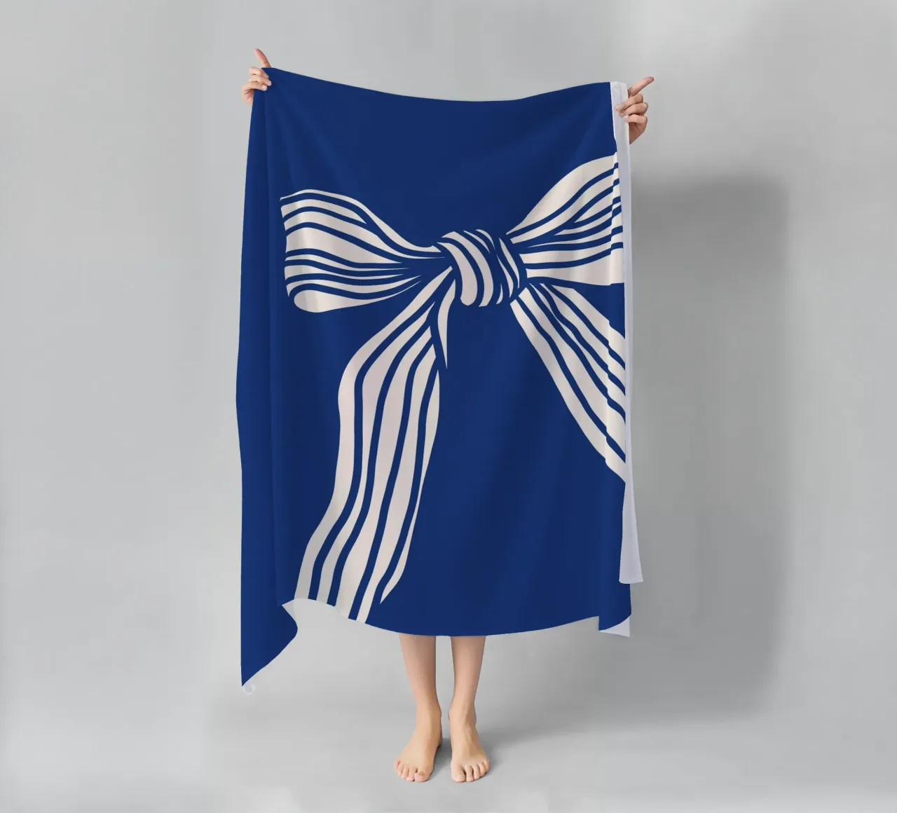 White Bow on Blue telo mare da TijanaArtStudio88