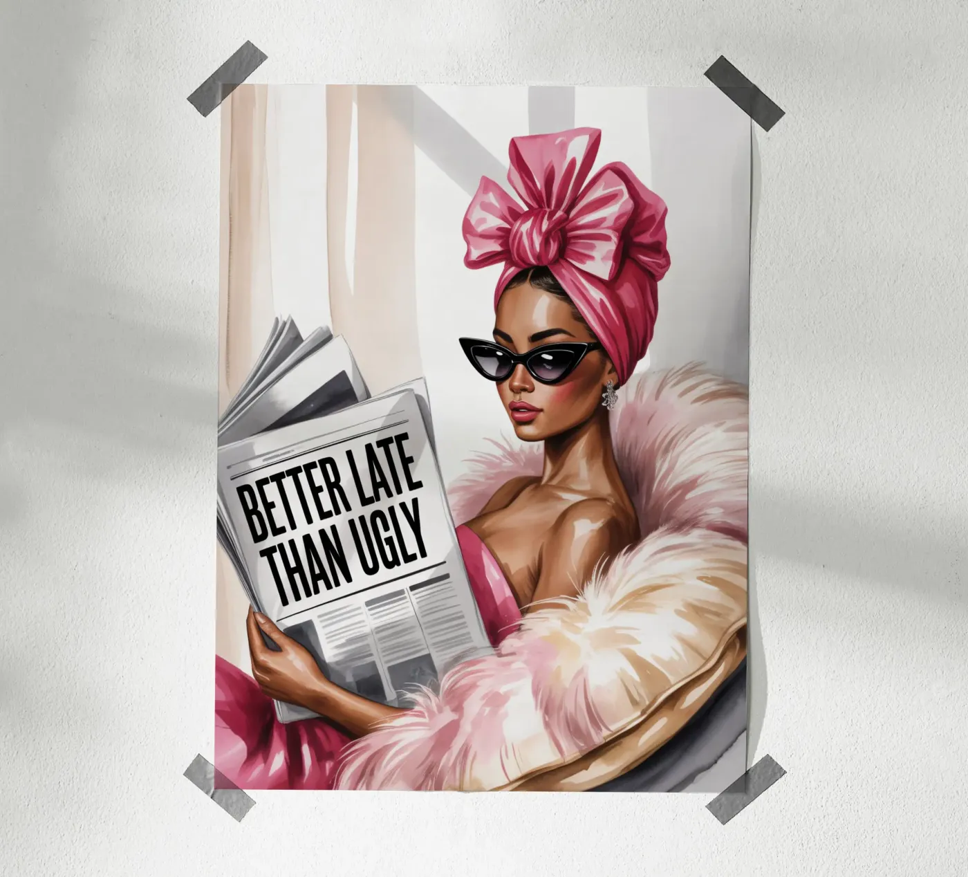 Meglio tardi che male - Art Glamour Féminin poster da Plain Thoughts