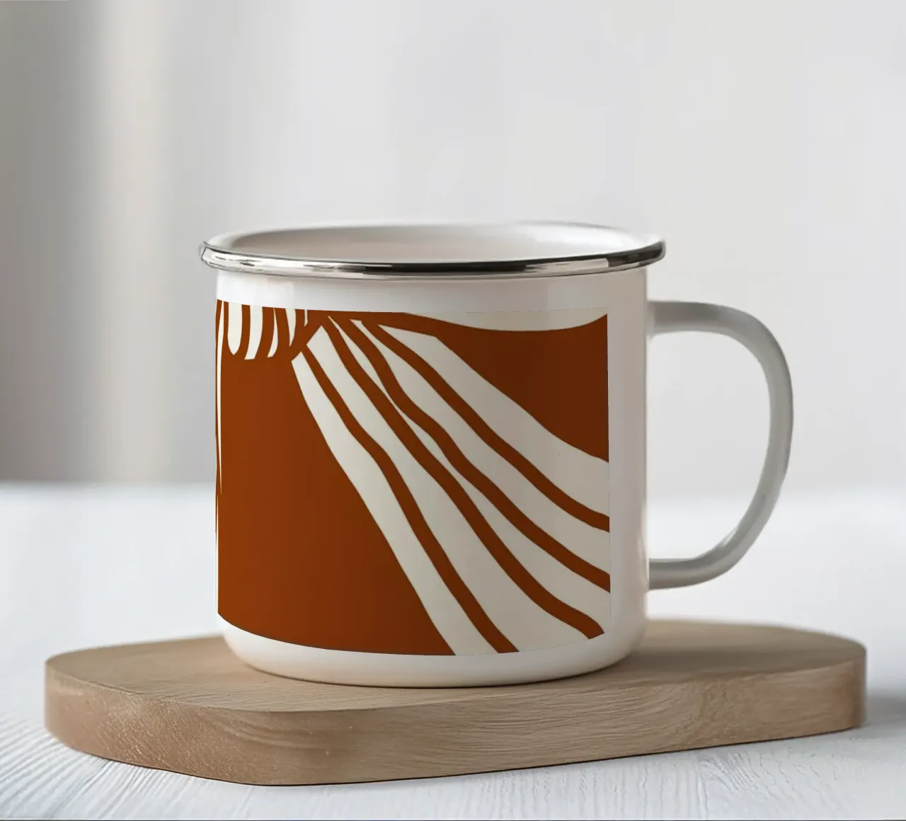 White Bow on Burnt Orange tazza in smalto da TijanaArtStudio88