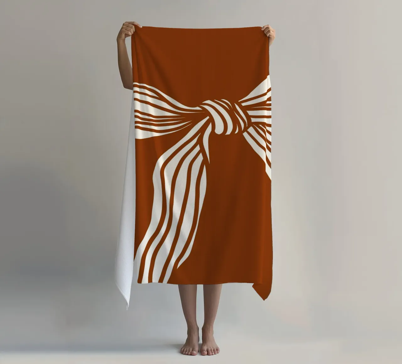 White Bow on Burnt Orange telo mare da TijanaArtStudio88