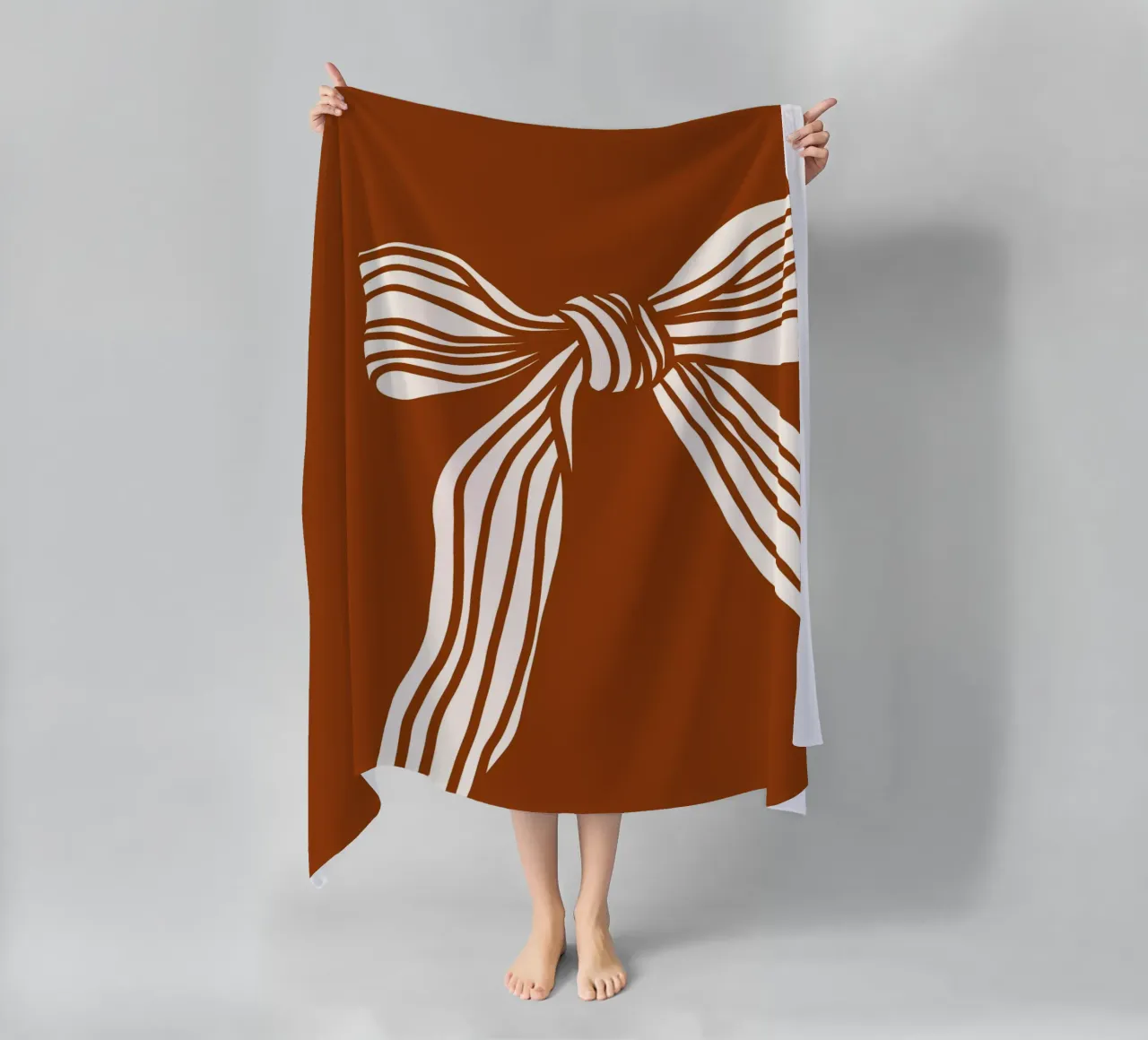 White Bow on Burnt Orange telo mare da TijanaArtStudio88