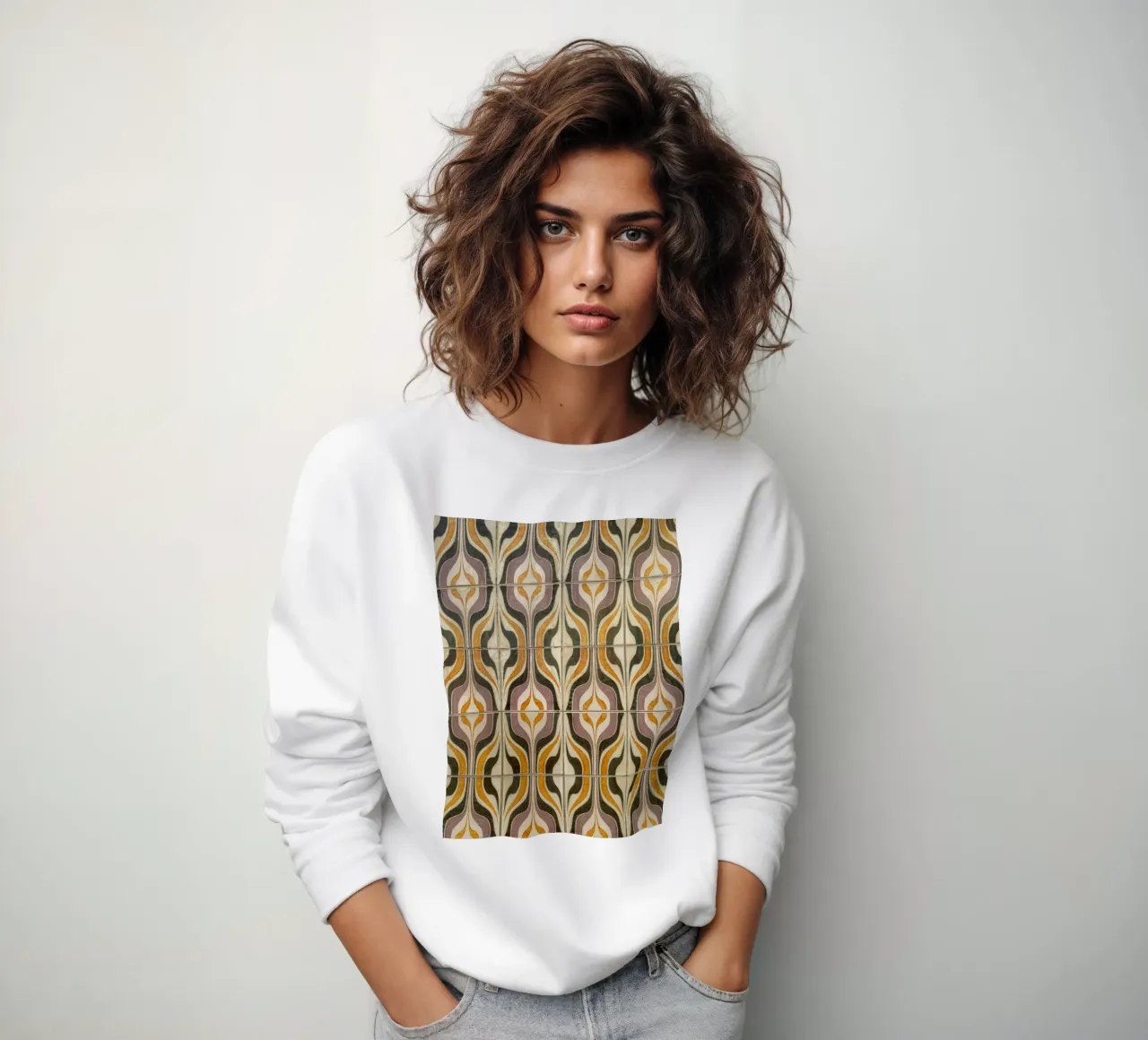 Geometrisches Retro-Fliesenmuster Sweatshirt von byrieneke