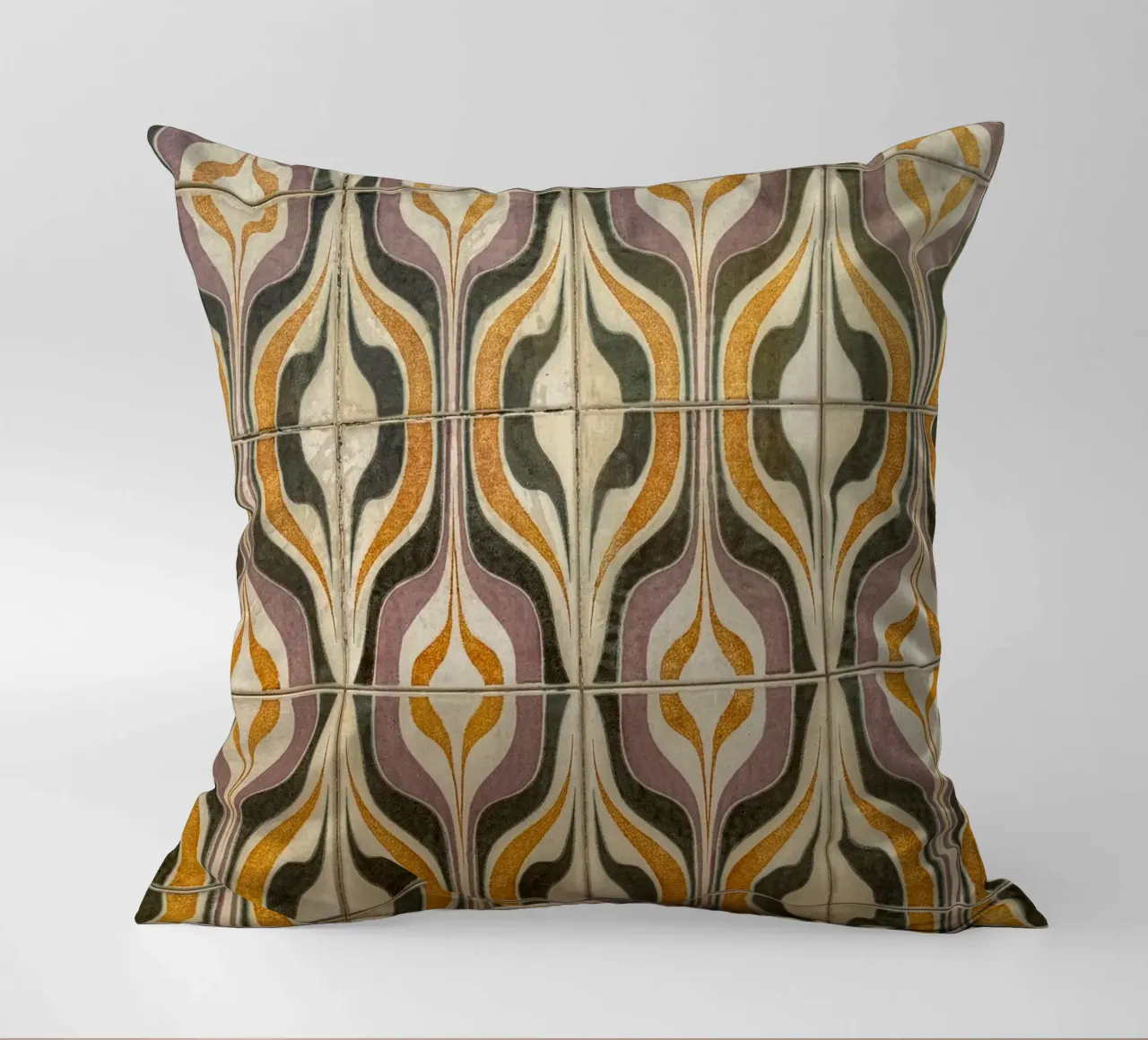 Retro Geometric Tile Pattern cuscino da byrieneke